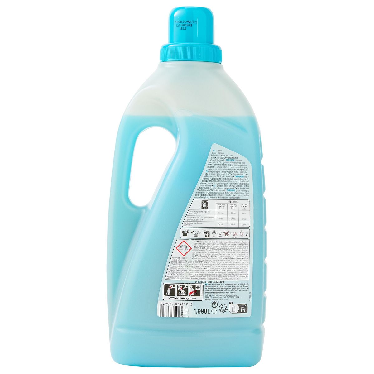 AUCHAN Lessive liquide Caraïbes 37 lavages 2l