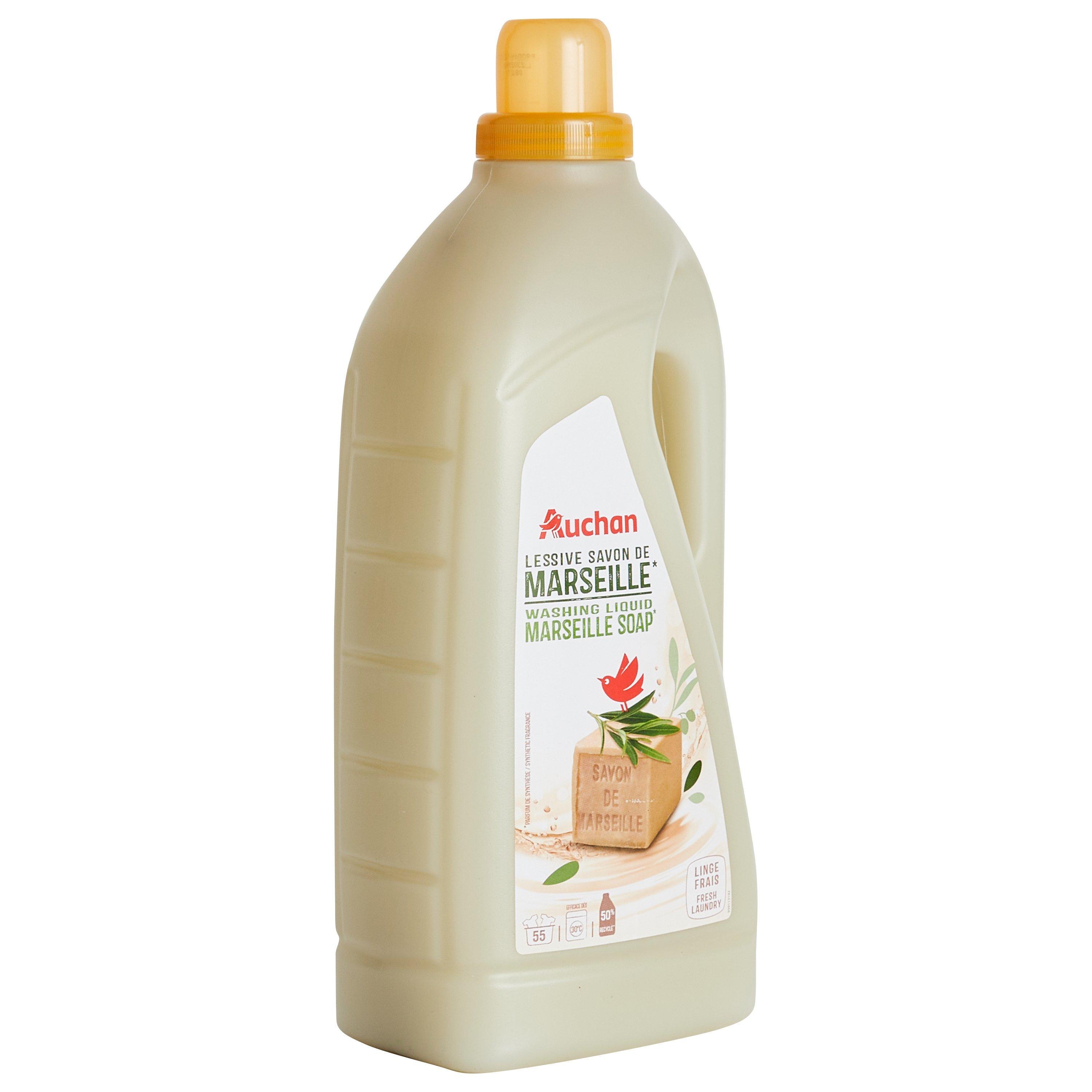 Voir la diapositive 3 : AUCHAN Lessive liquide Savon de Marseille 55 lavages 2,97l