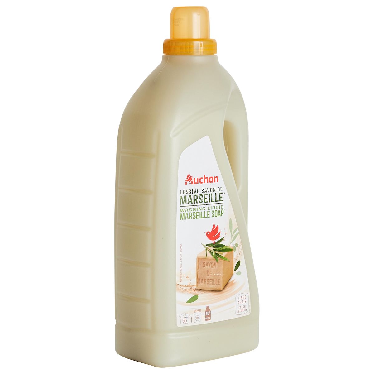 AUCHAN Lessive liquide Savon de Marseille 55 lavages 2,97l