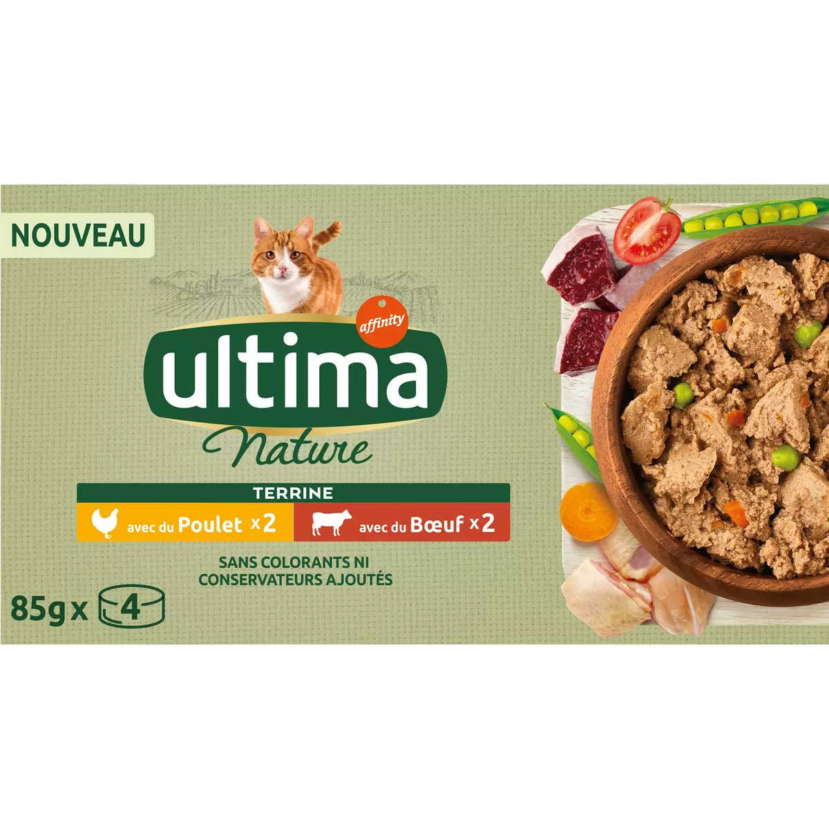 ULTIMA NATURE Pâtée à la viande en boîte pour chat 4x85g