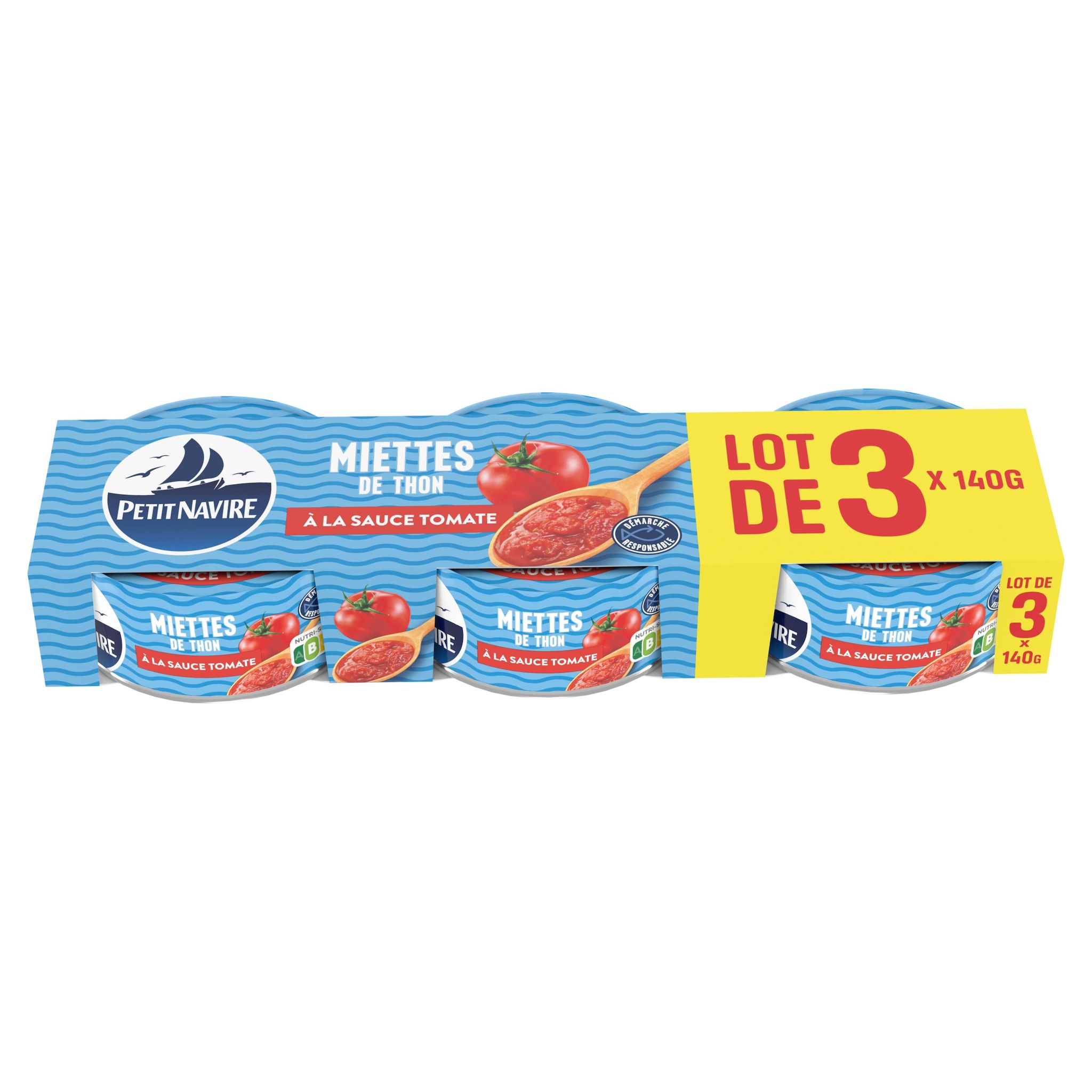 PETIT NAVIRE Miettes de thon à la sauce tomate 3x140g