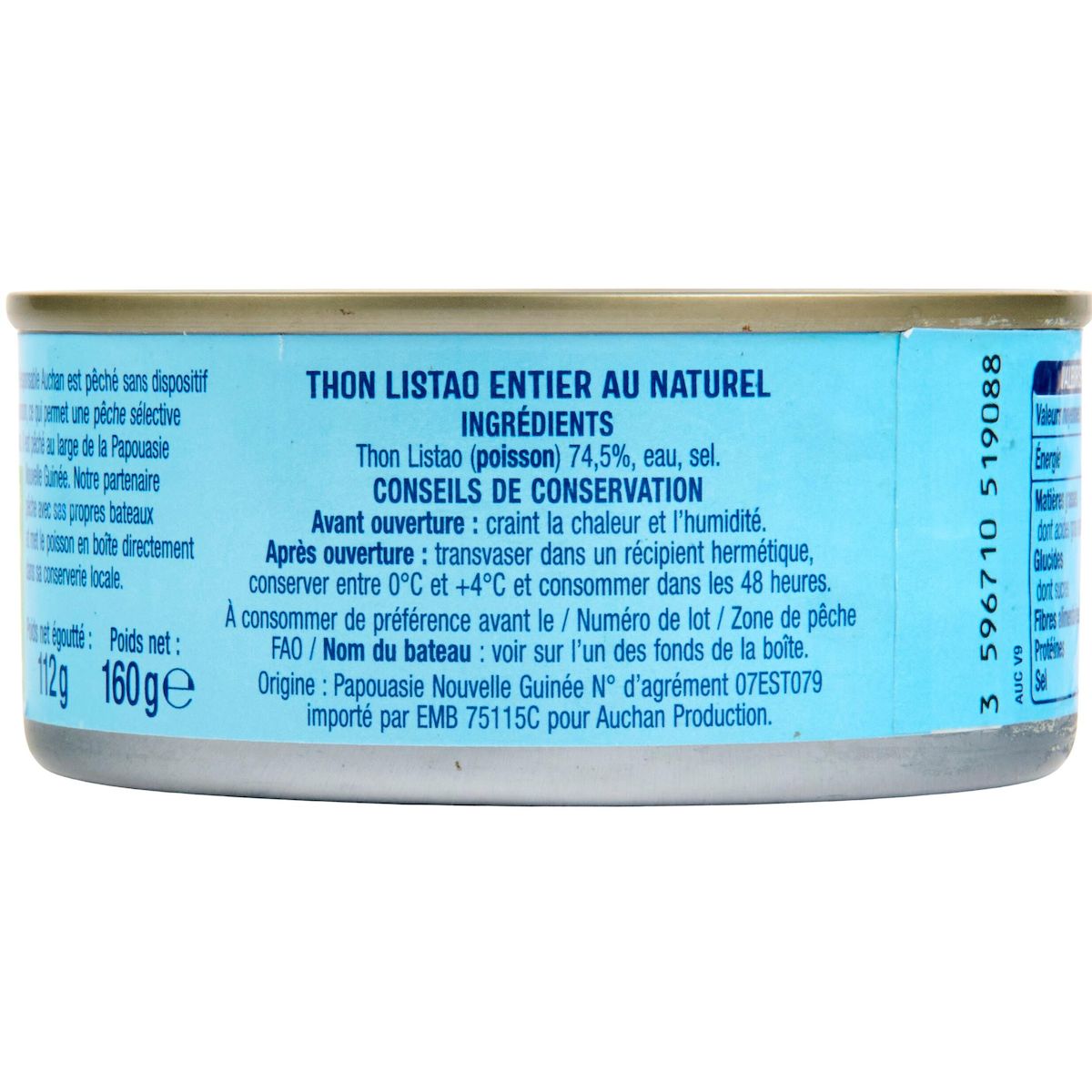 AUCHAN CULTIVONS LE BON thon listao au naturel 2x112g