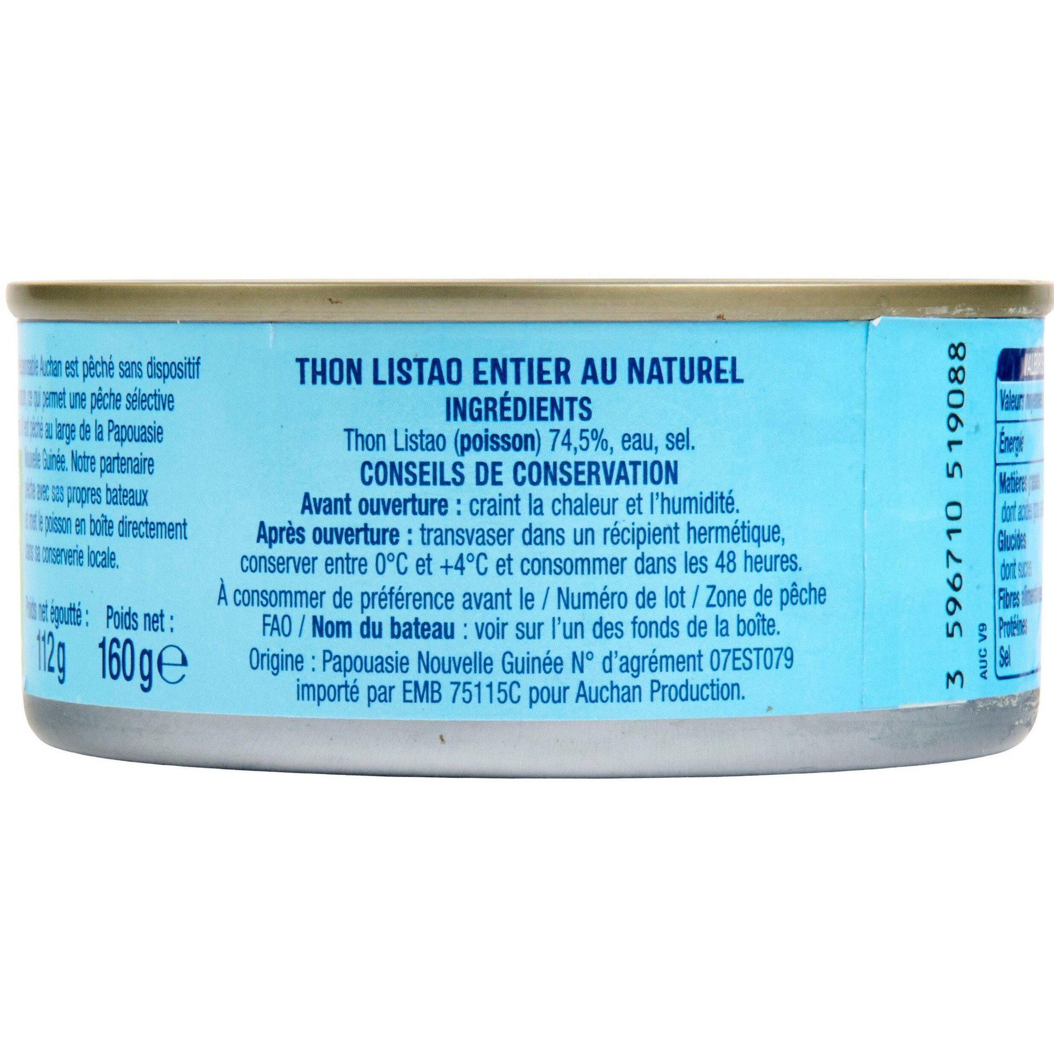 Voir la diapositive 4 : AUCHAN CULTIVONS LE BON thon listao au naturel 2x112g