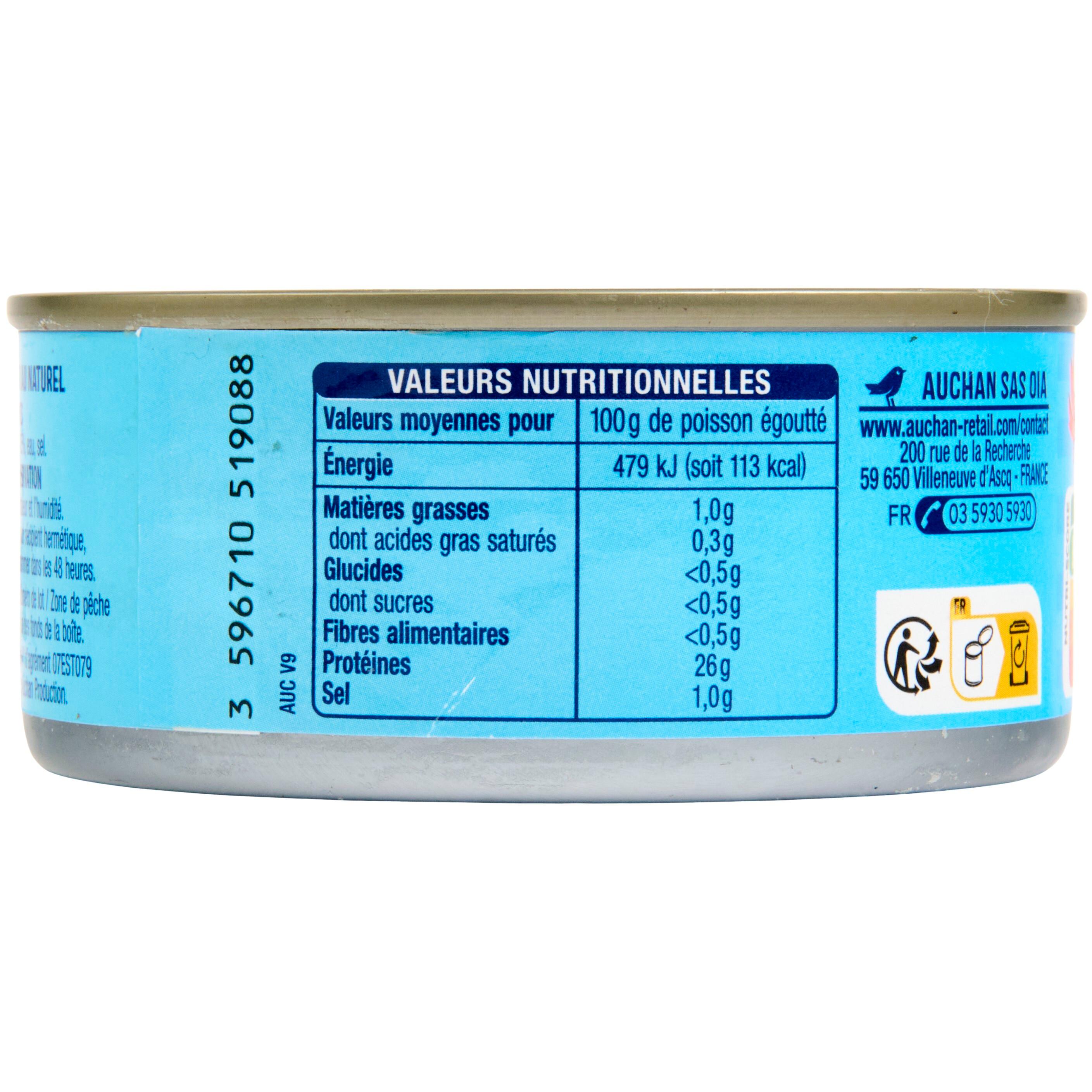 Voir la diapositive 3 : AUCHAN CULTIVONS LE BON thon listao au naturel 112g