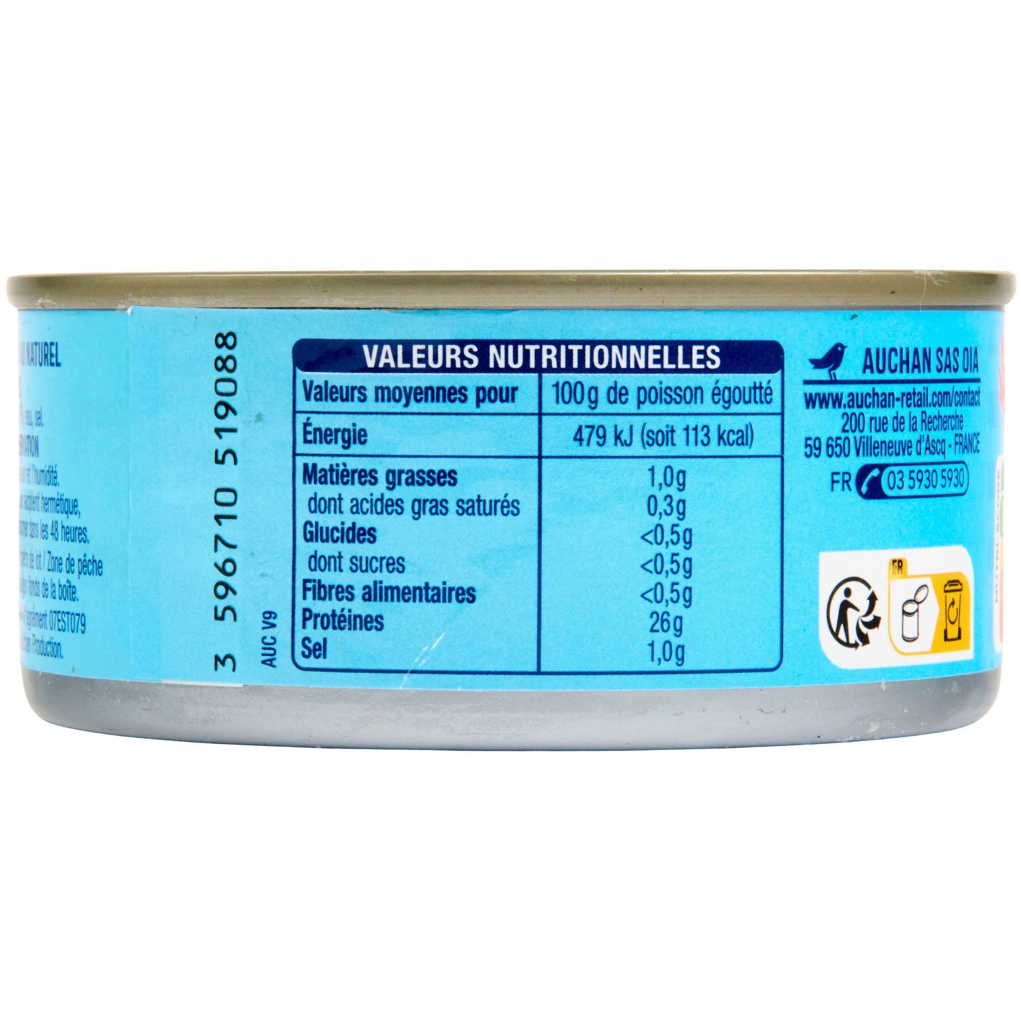 Voir la diapositive 3 : AUCHAN CULTIVONS LE BON thon listao au naturel 112g