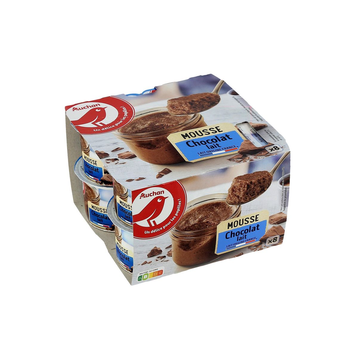 AUCHAN Mousse au chocolat au lait 8x60g