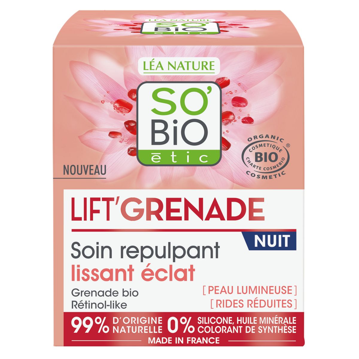 SO BIO ETIC Soin repulpant nuit lift'grenade lissant éclat 50ml