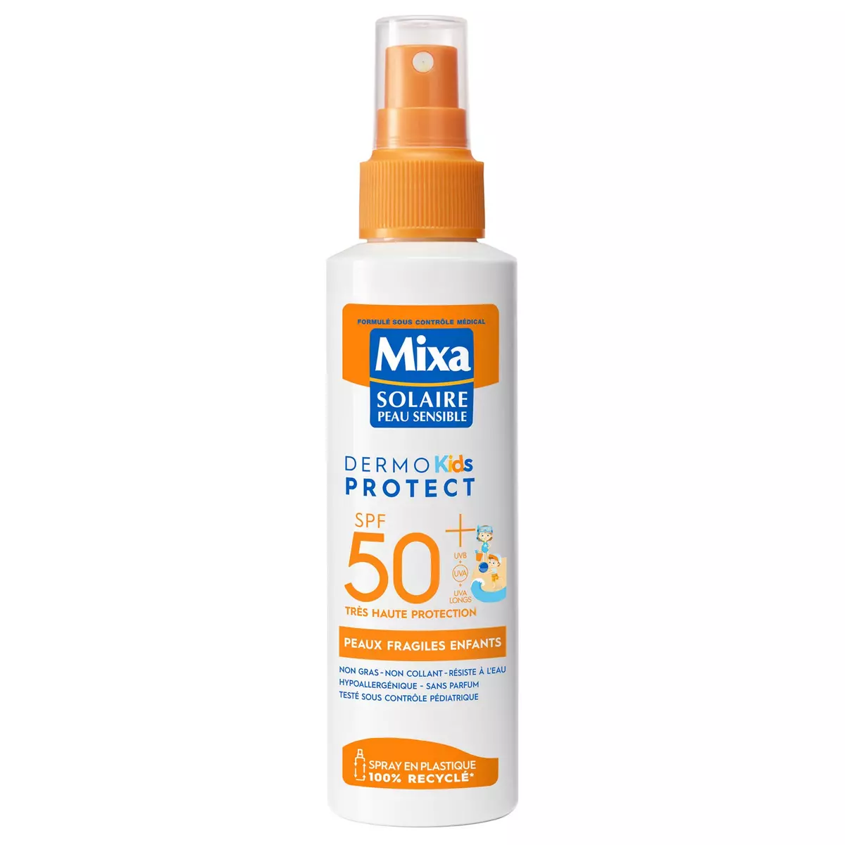 MIXA Solaire Dermo Kids Protect Spray protection solaire peaux fragiles SPF50+ 150ml