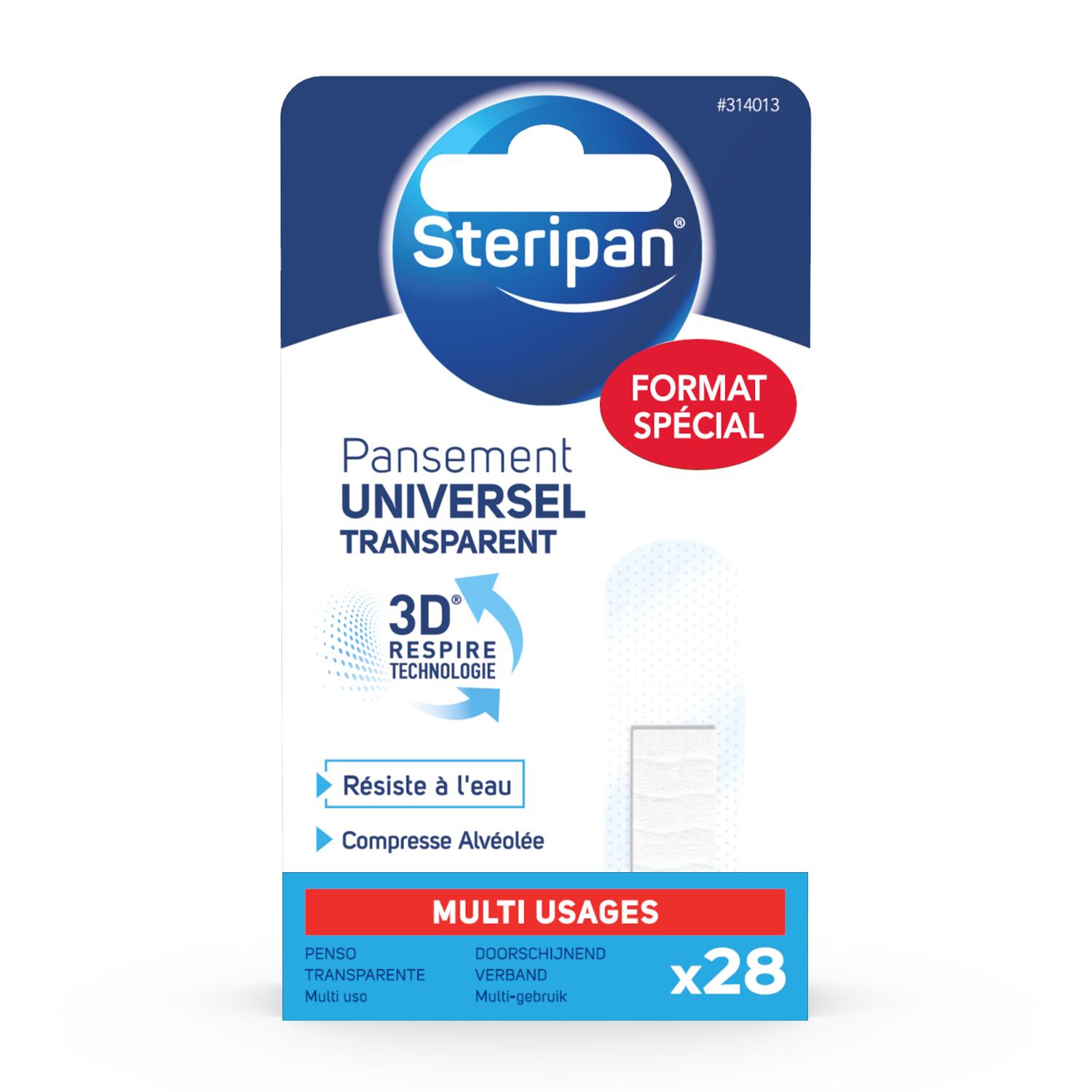 STERIPAN Pansement universel transparent résiste à l'eau 28 pansements