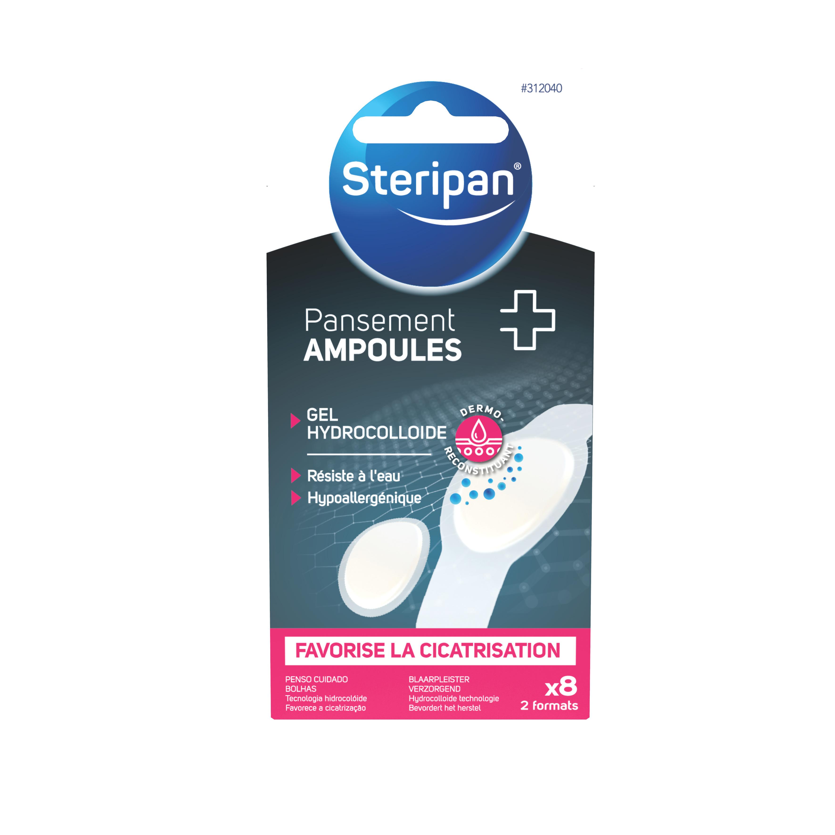 STERIPAN Pansement ampoules au gel hydrocolloide 8 pansements