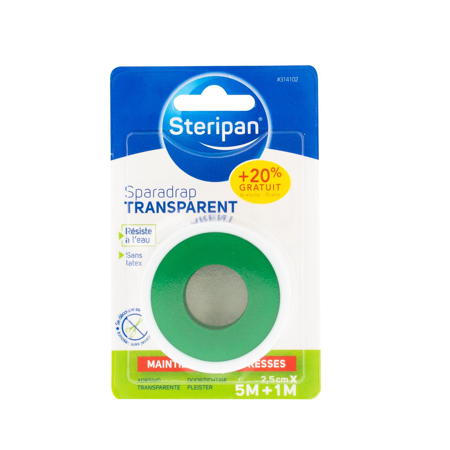 STERIPAN Sparadrap transparent résiste à l'eau 5m+1m offert