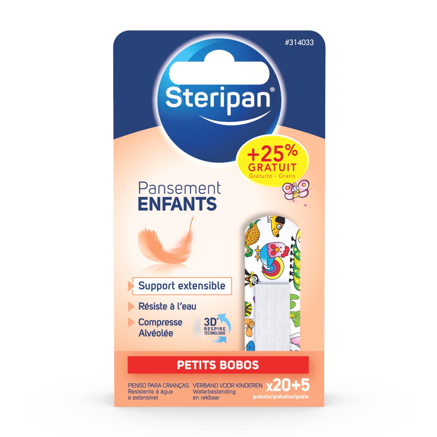 STERIPAN Pansement enfants petits bobos 20+5 pansements offerts