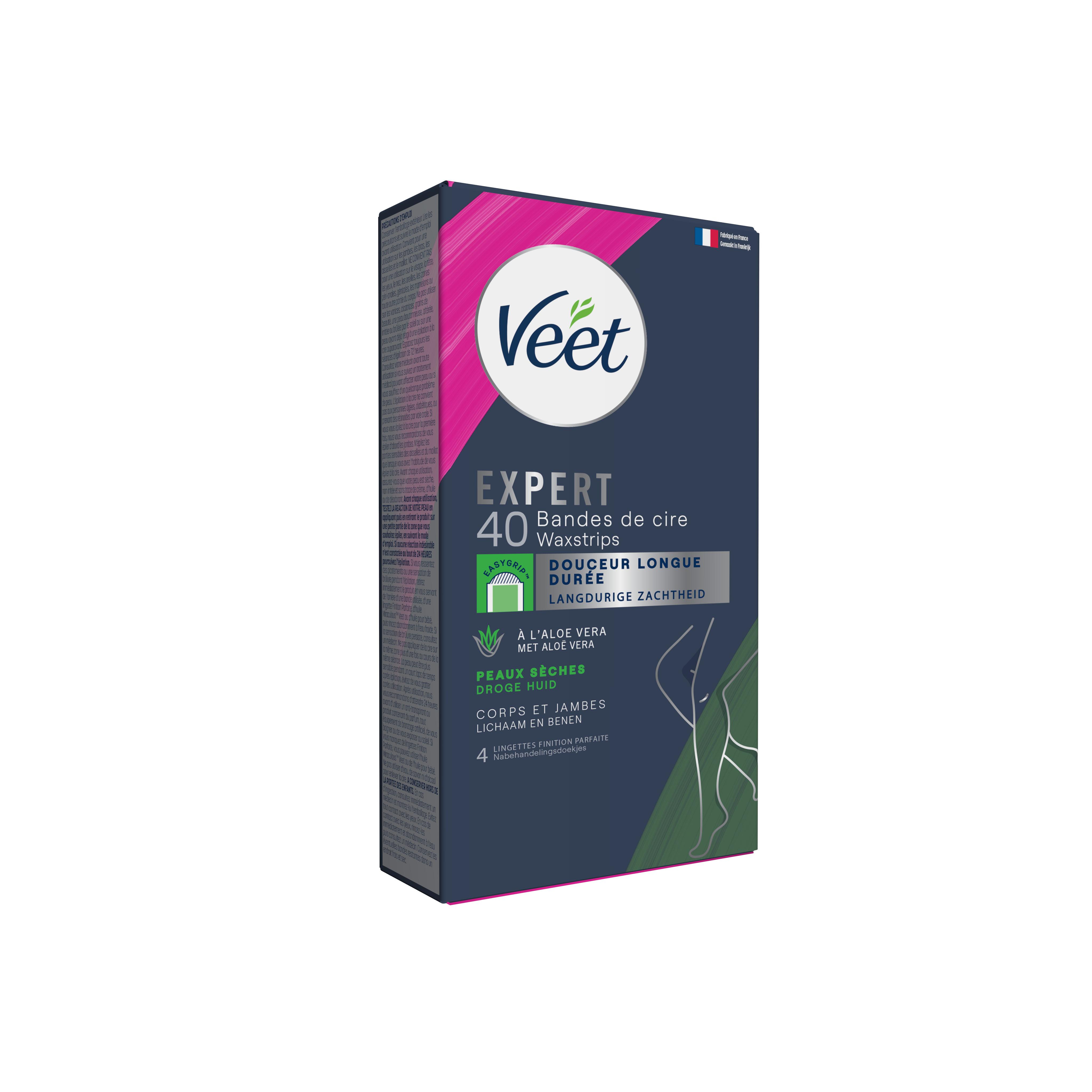 VEET Expert Bandes de cire peaux sèches 40 bandes de cire