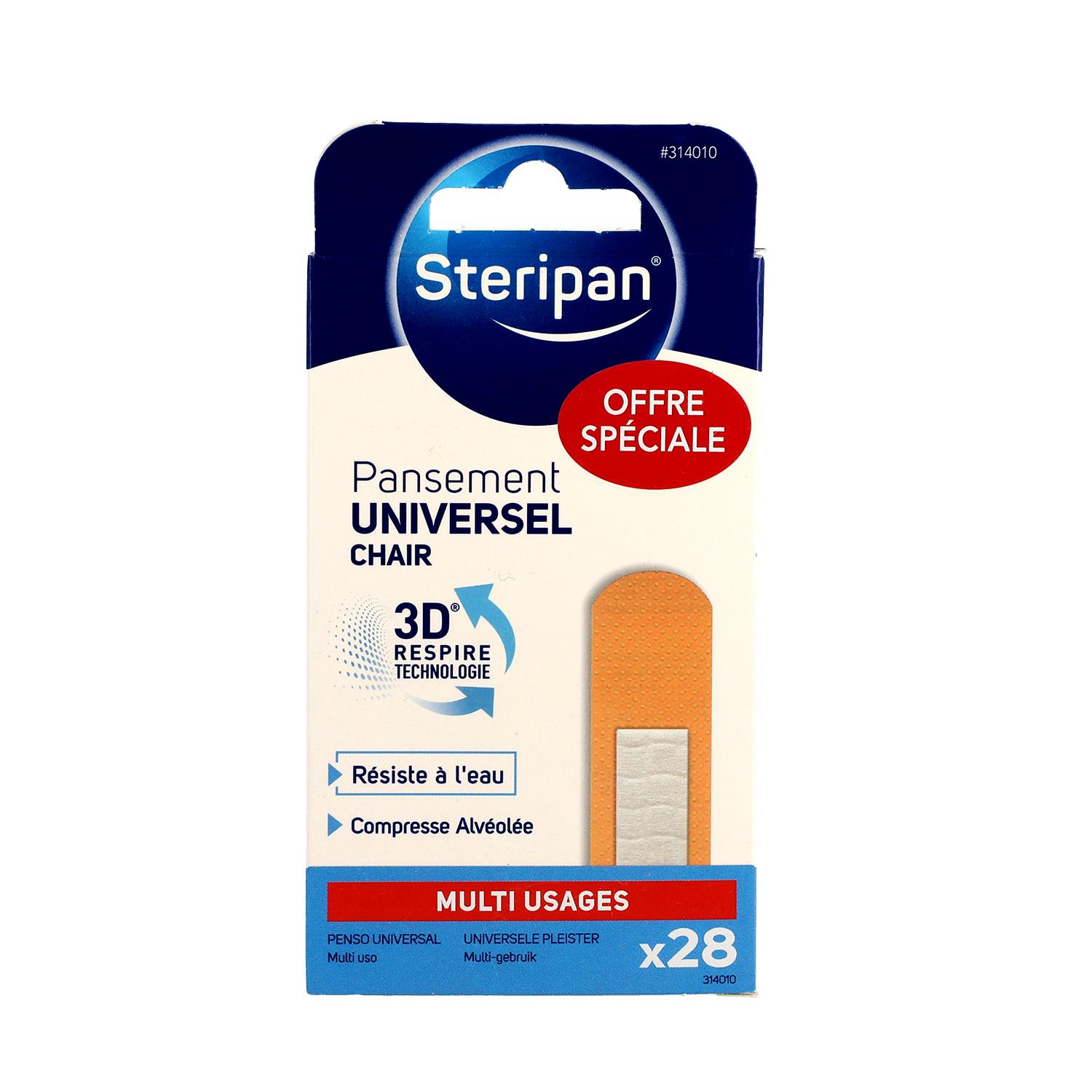 STERIPAN Pansement universel couleur chair résiste à l'eau 28 pansements