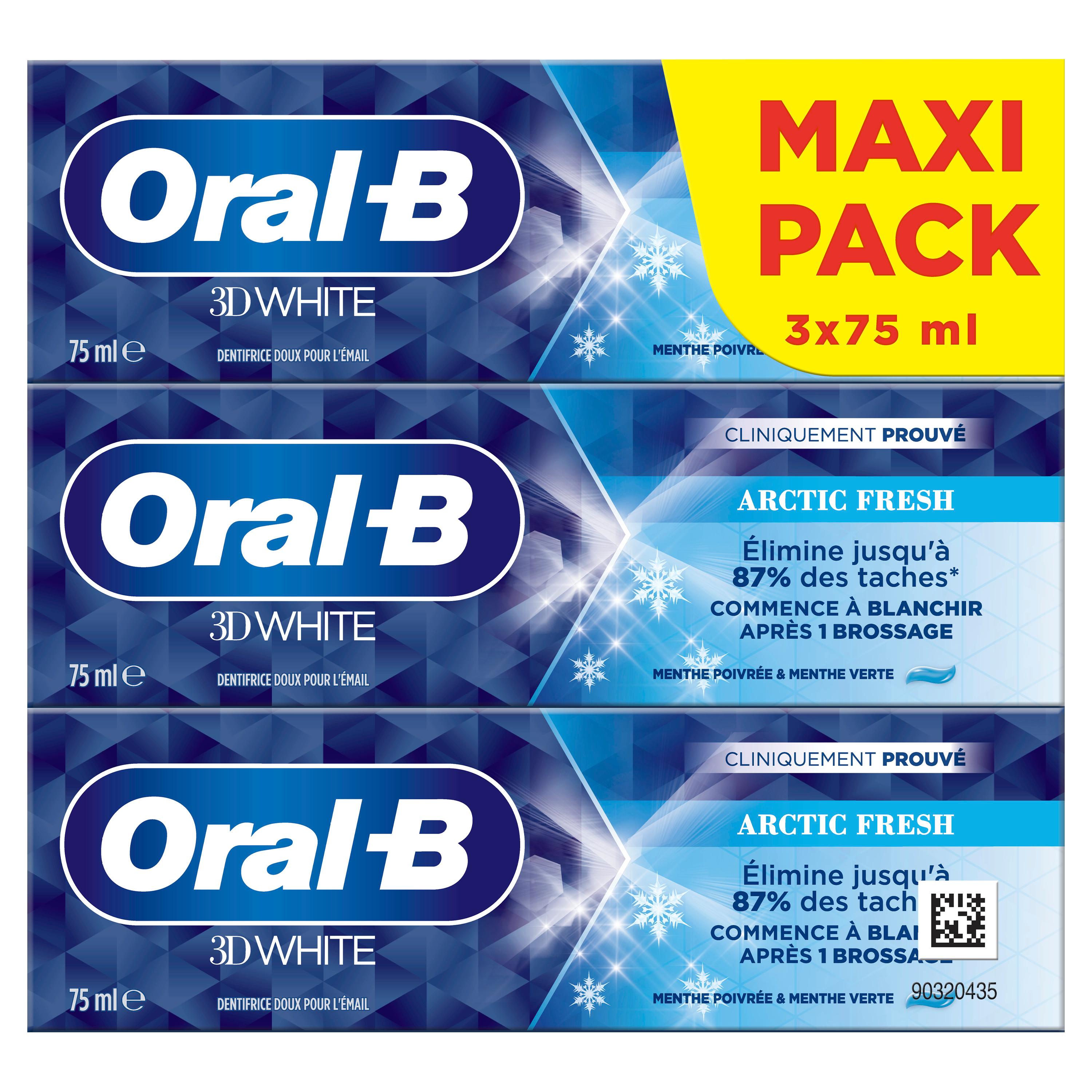 Voir la diapositive 2 : ORAL-B 3D White Dentifrice Artic Fresh 3x75ml