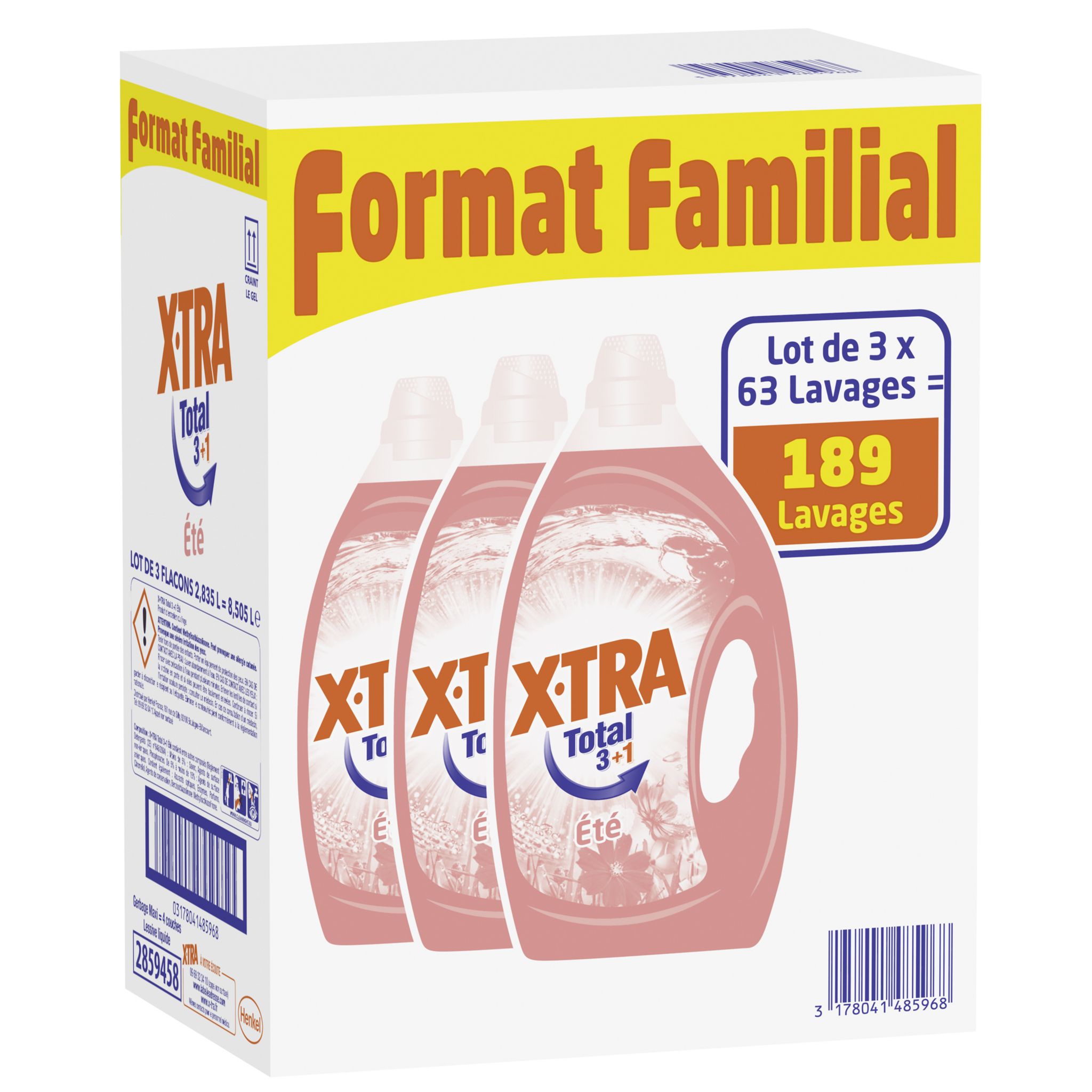 X-TRA Total 3+1 Lessives liquides été 3x63 lavages 3x2.835l pas cher ...