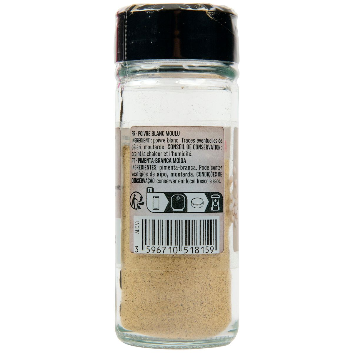 AUCHAN Poivre blanc moulu 36g