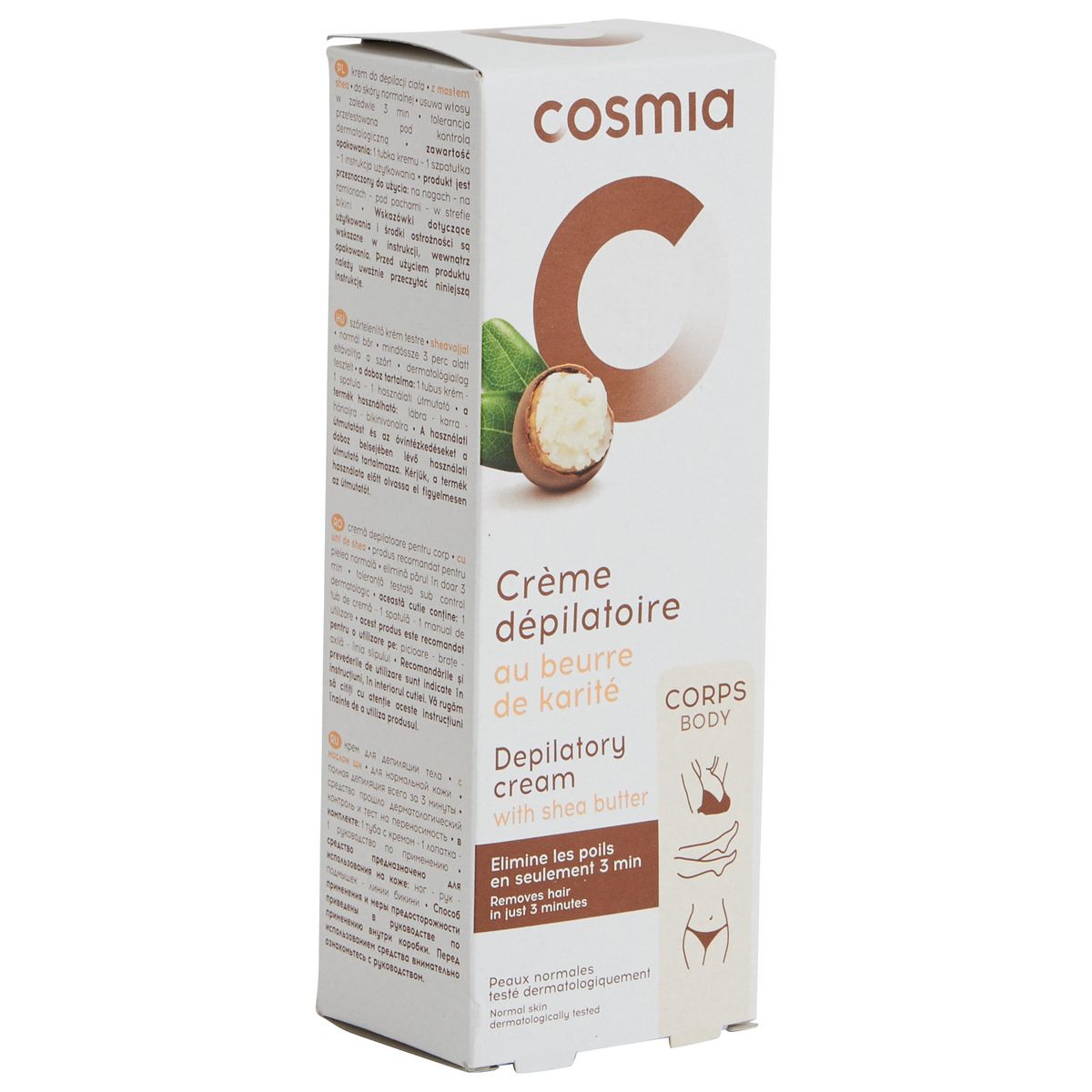 COSMIA Crème dépilatoire au beurre de karité corps pour peaux normales 200ml