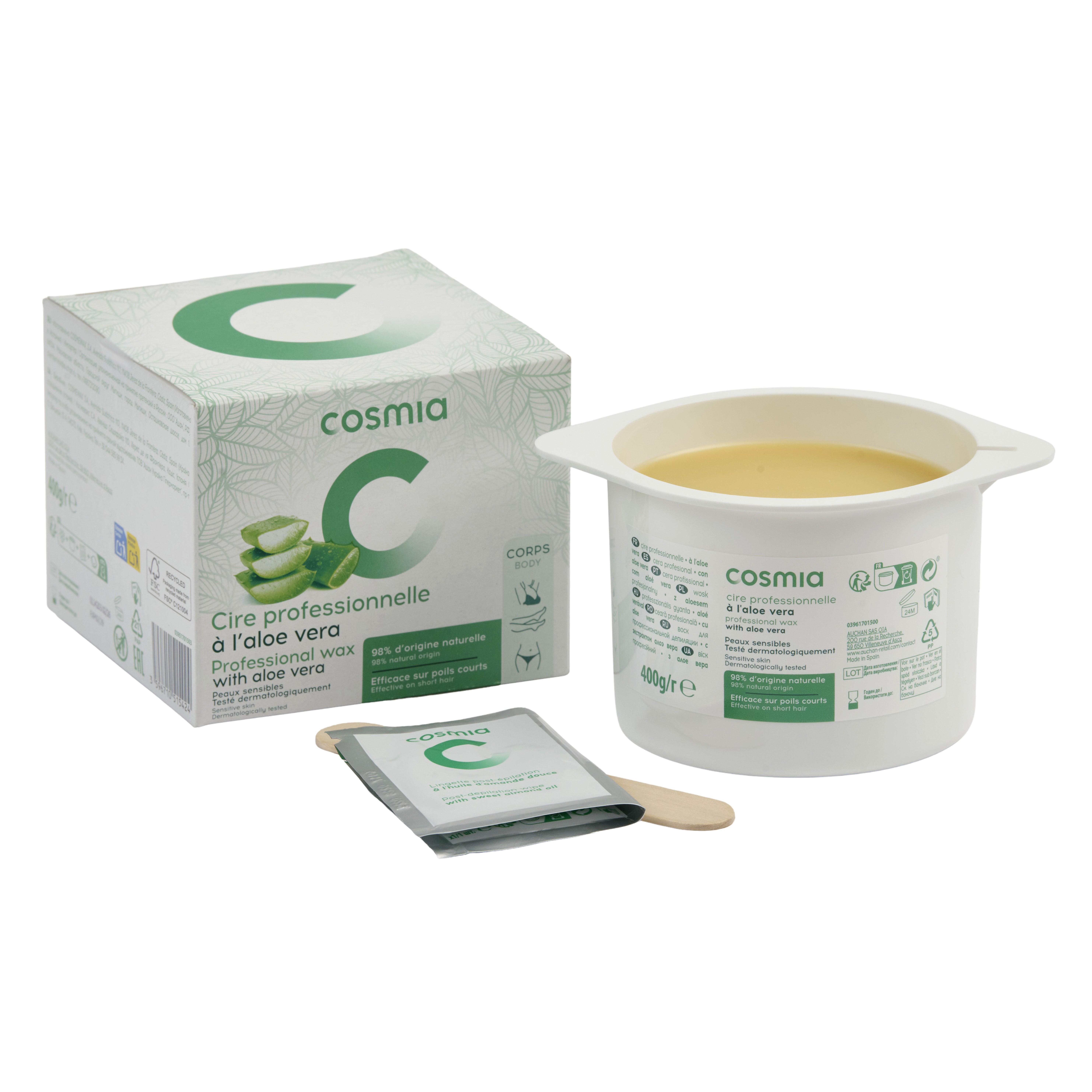 Voir la diapositive 4 : COSMIA Cire professionnelle à l'aloe vera pour peaux sensibles corps 400ml