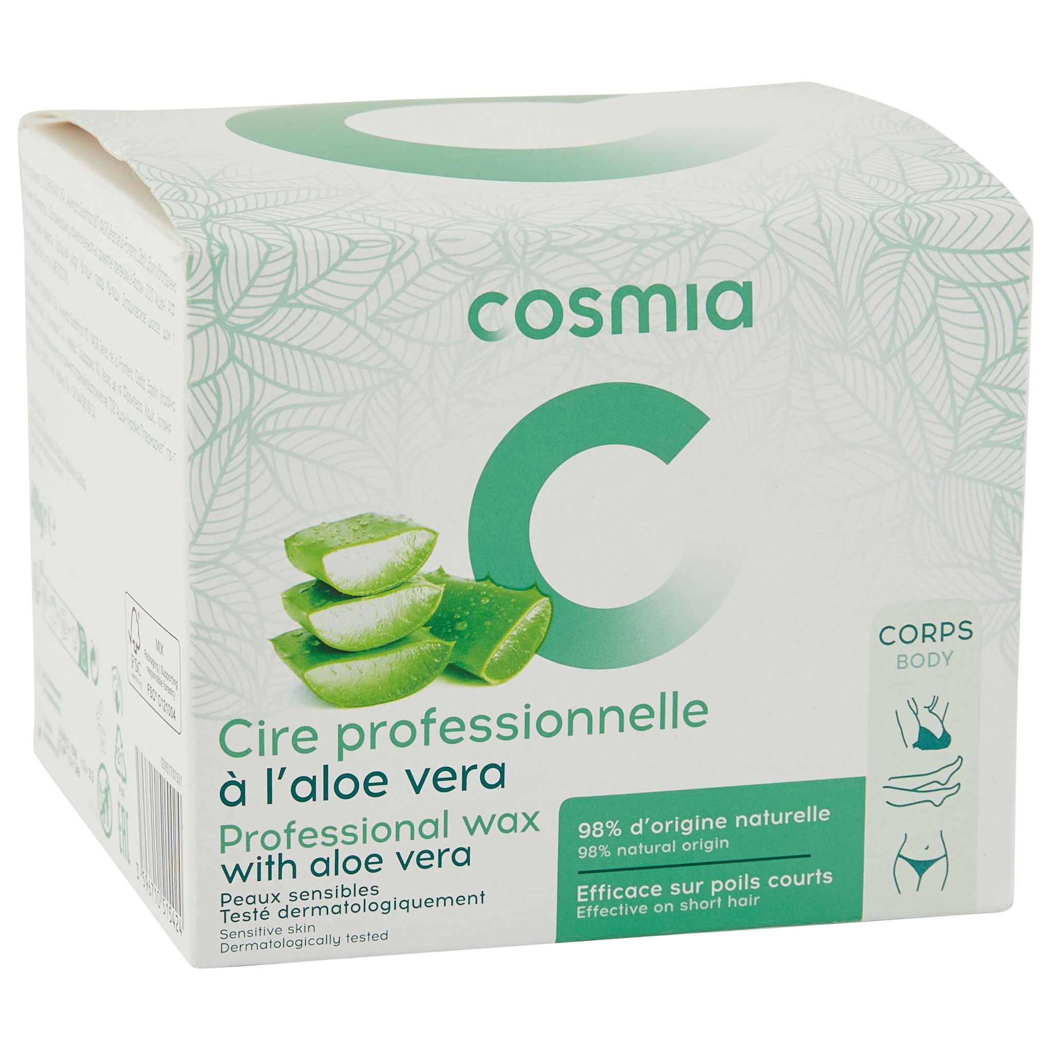 Voir la diapositive 6 : COSMIA Cire professionnelle à l'aloe vera pour peaux sensibles corps 400ml