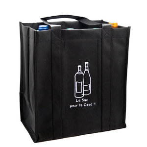 Sac à Bouteilles En Feutre - Lot De 2 - 6 Compartiments Pour Bouteilles 1,5L - 27x18x27cm - Noir