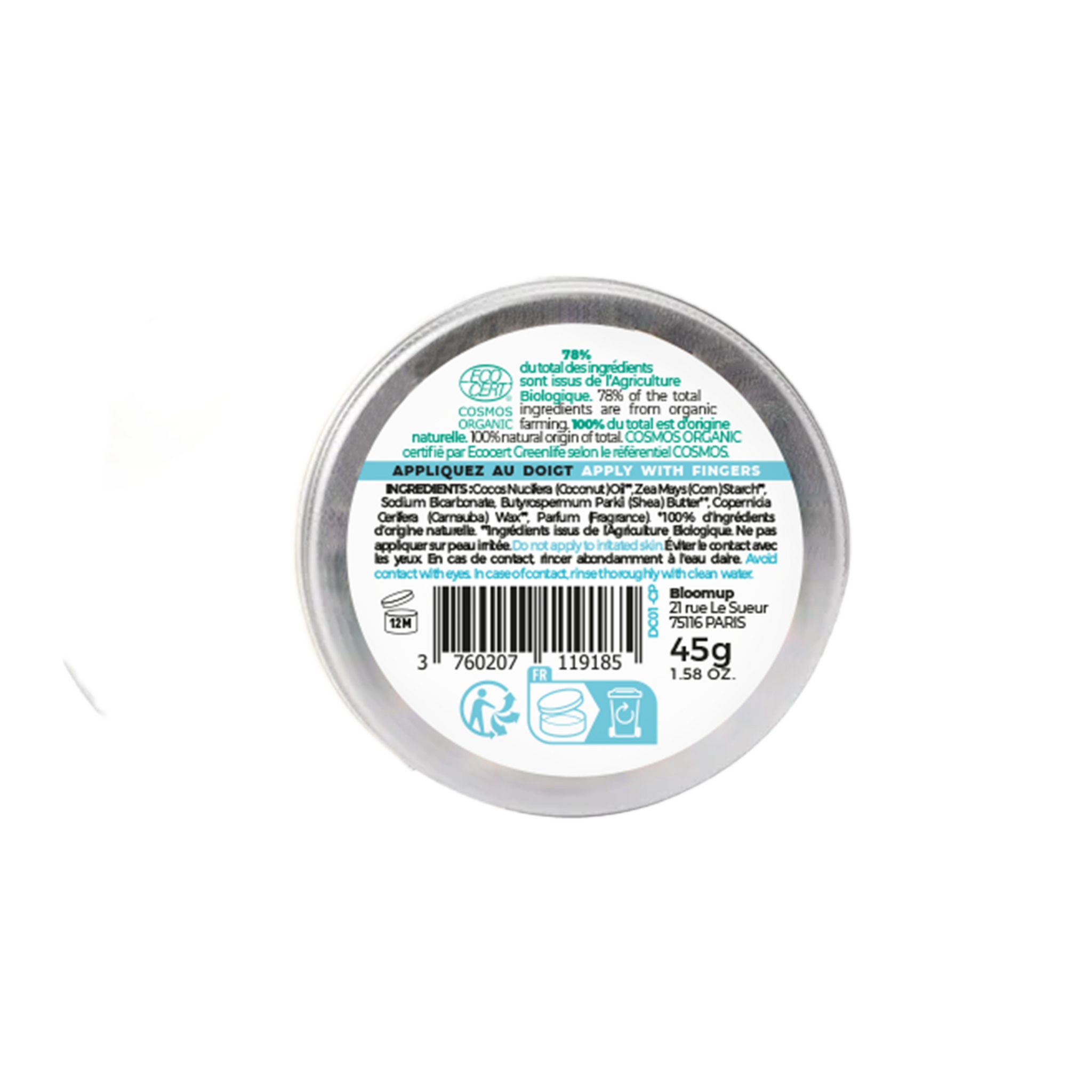 Voir la diapositive 2 : ENERGIE FRUIT Déodorant solide en crème 48h parfum monoï bio vegan & sans sels d'aluminium 45g