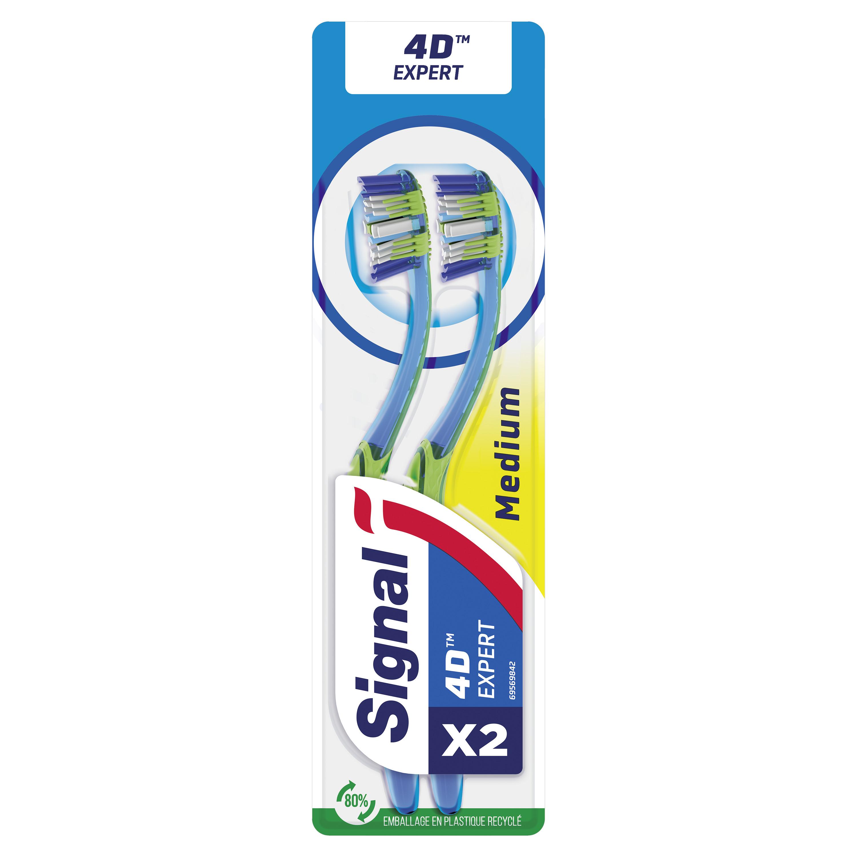 Voir la diapositive 2 : SIGNAL Brosses à dents 4D Expert soin blancheur 2 brosses à dents