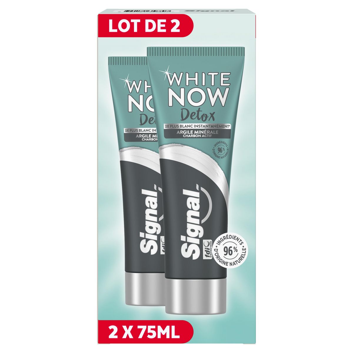 SIGNAL White Now Dentifrice charbon actif 2x75ml