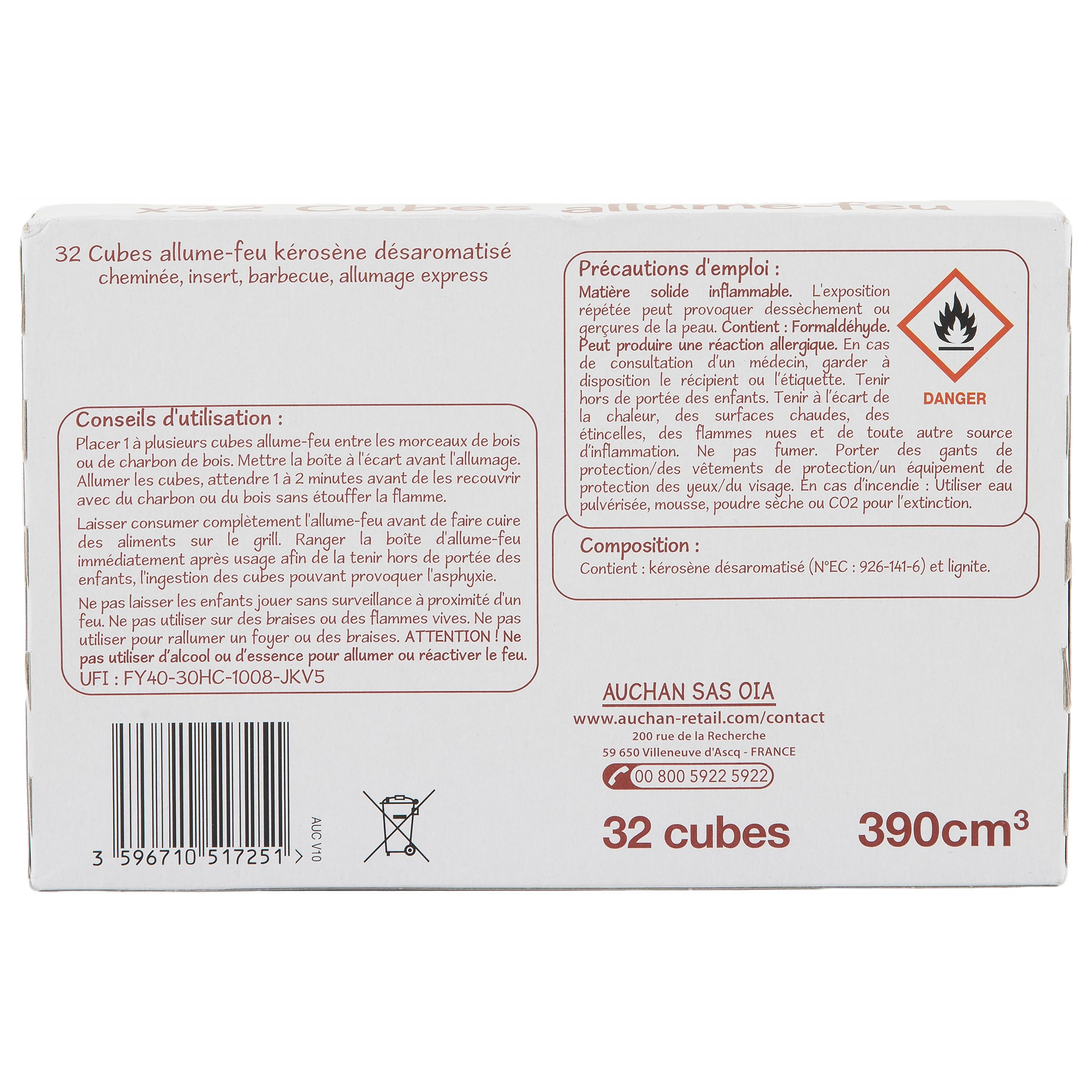 Voir la diapositive 3 : POUCE Allume-feux cubes 32 cubes