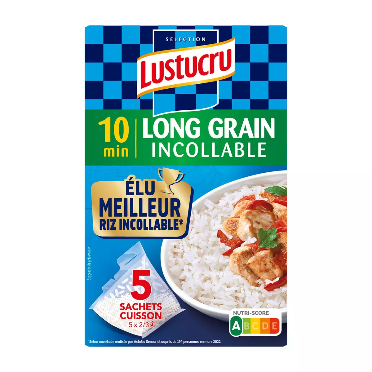 LUSTUCRU Riz long grain incollable sachets cuisson prêt en 10min 5 Sachets 900g