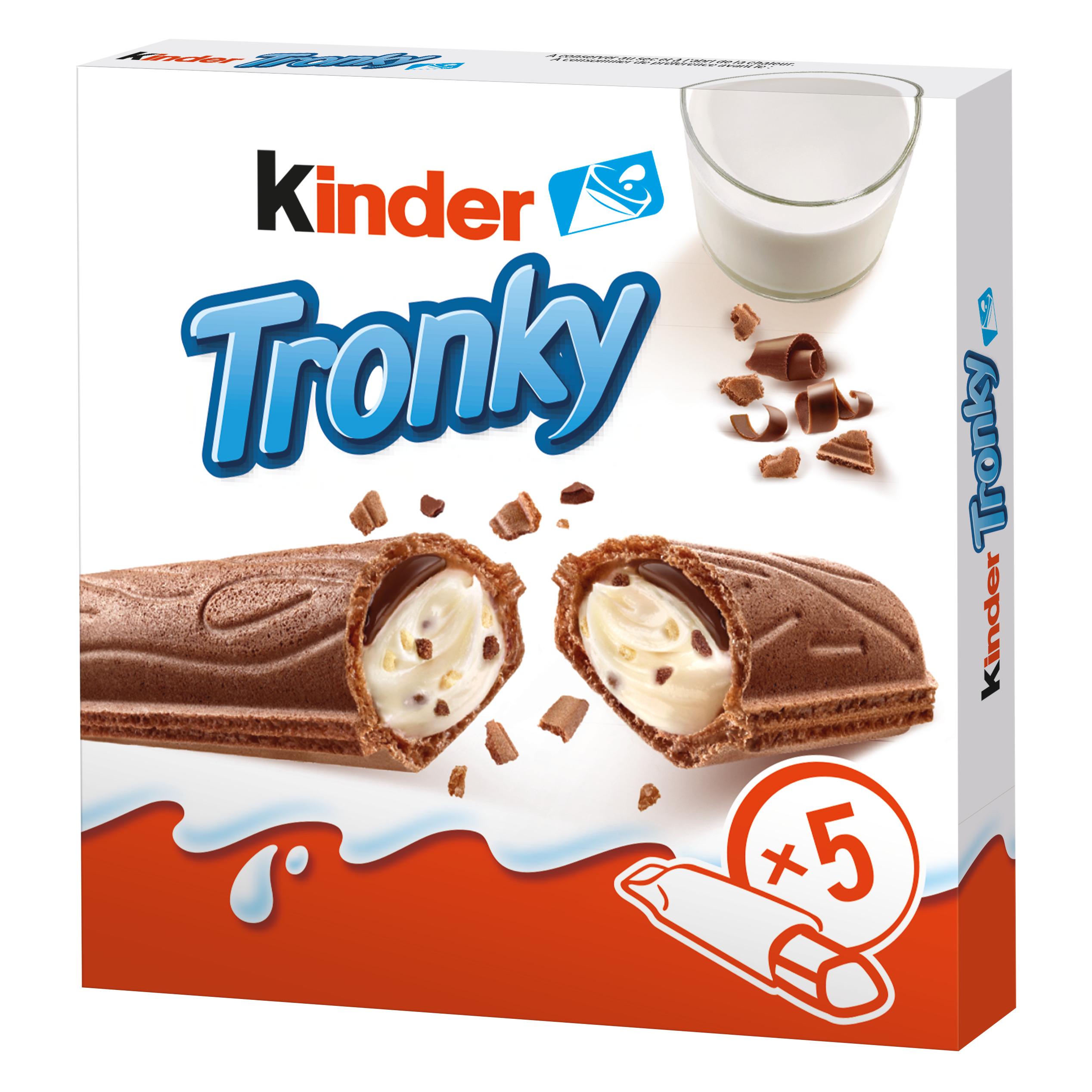 Voir la diapositive 2 : KINDER Tronky gaufrette croustillante au cacao fourrée au lait 5 gaufrettes 90g