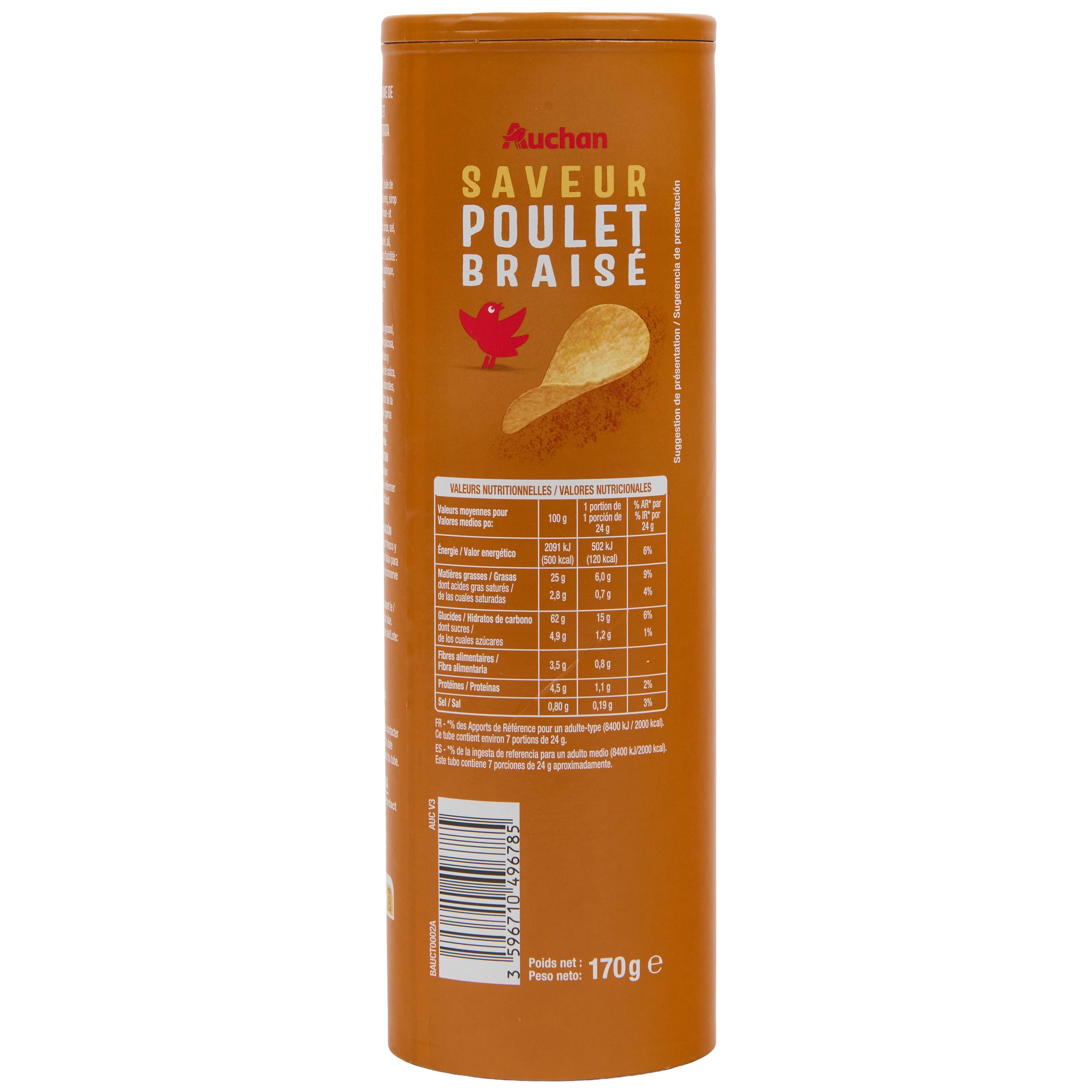 Voir la diapositive 4 : AUCHAN Tuiles saveur poulet braisé 170g