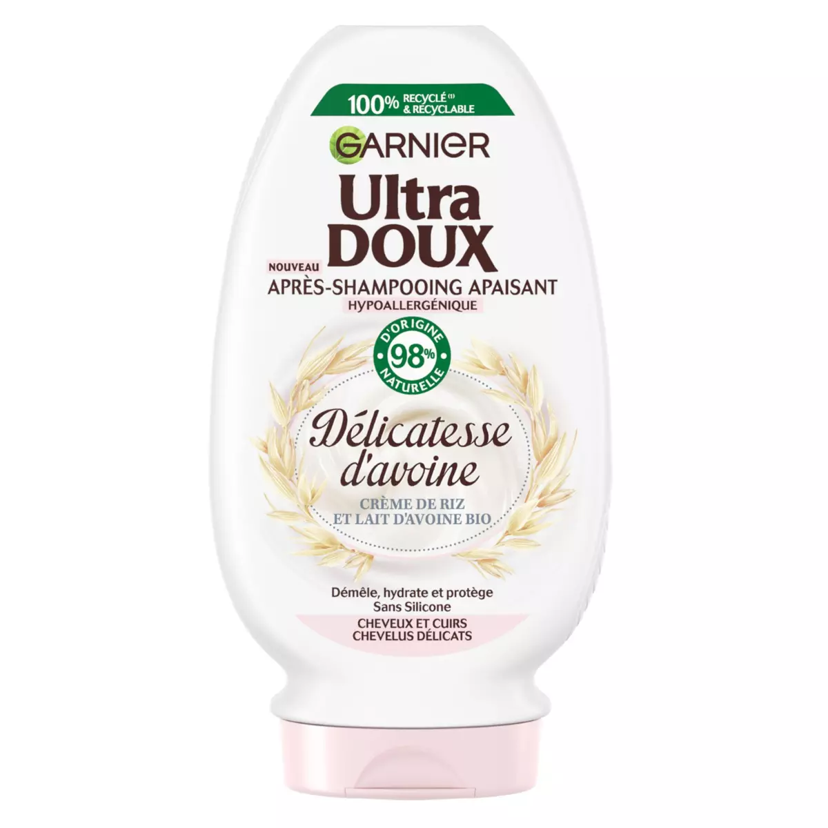 ULTRA DOUX Après-shampooing apaisant crème de riz et lait d'avoine bio cheveux délicats 250ml