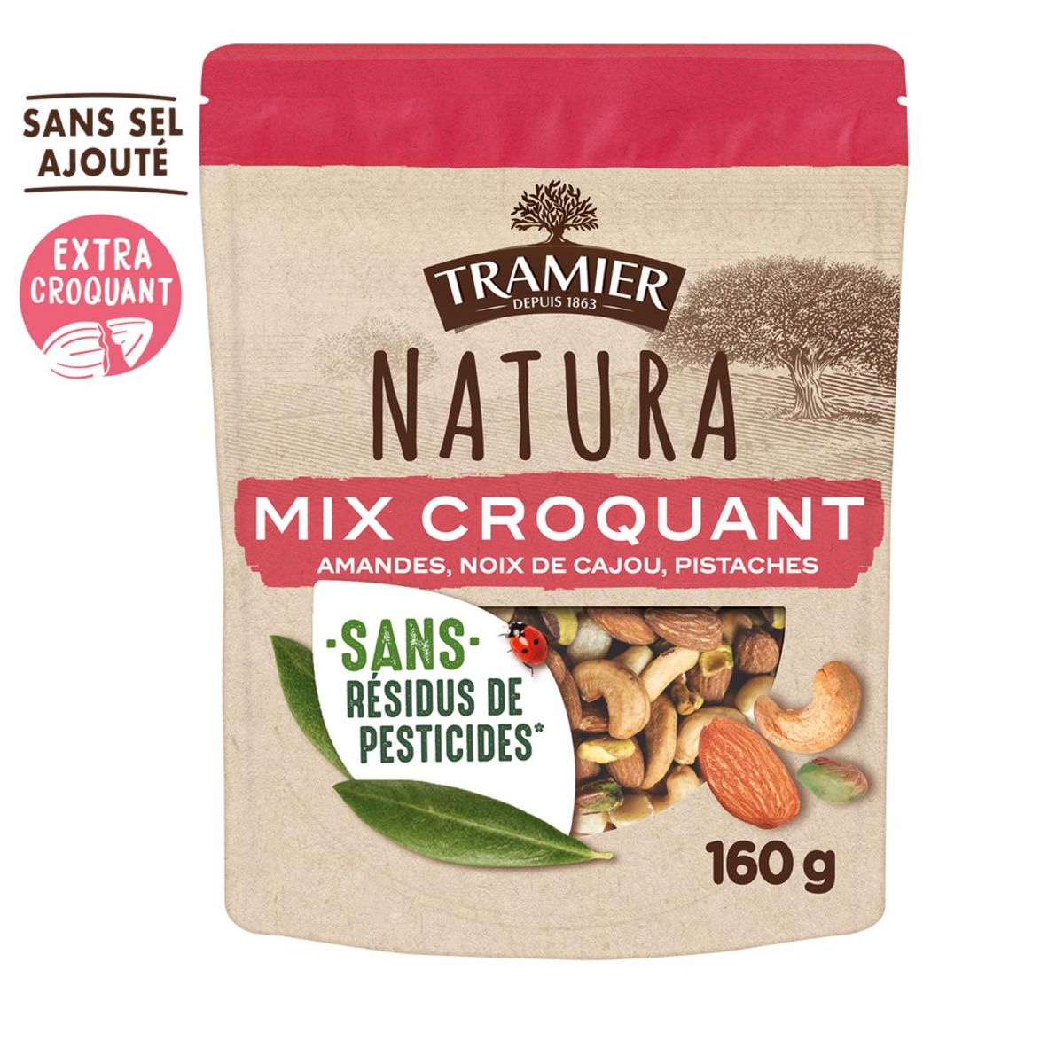 TRAMIER Mélange mix croquant amandes noix de cajou pistaches Natura 175g