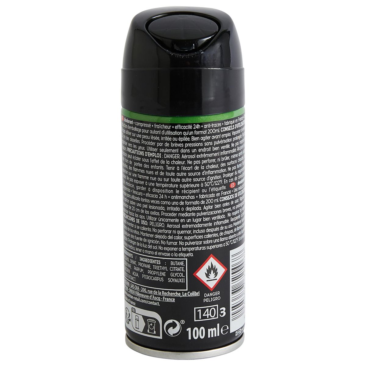 COSMIA MEN Déodorant spray compressé homme fraîcheur 24h anti-traces 100ml