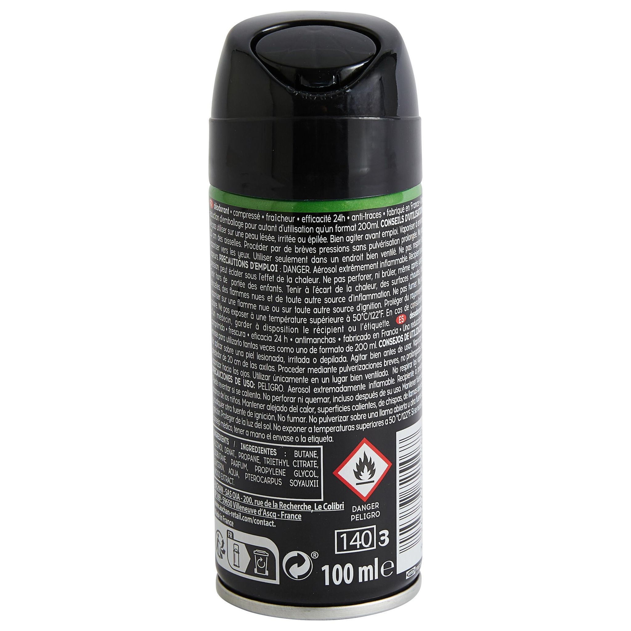 Voir la diapositive 2 : COSMIA MEN Déodorant spray compressé homme fraîcheur 24h anti-traces 100ml