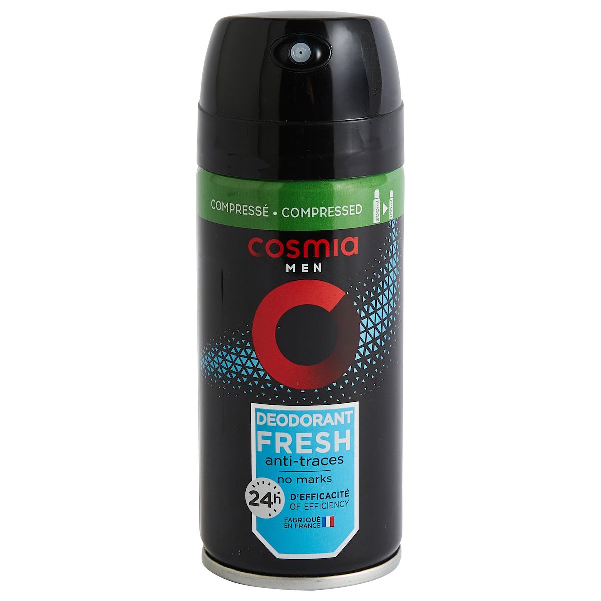 COSMIA MEN Déodorant spray compressé homme fraîcheur 24h anti-traces 100ml
