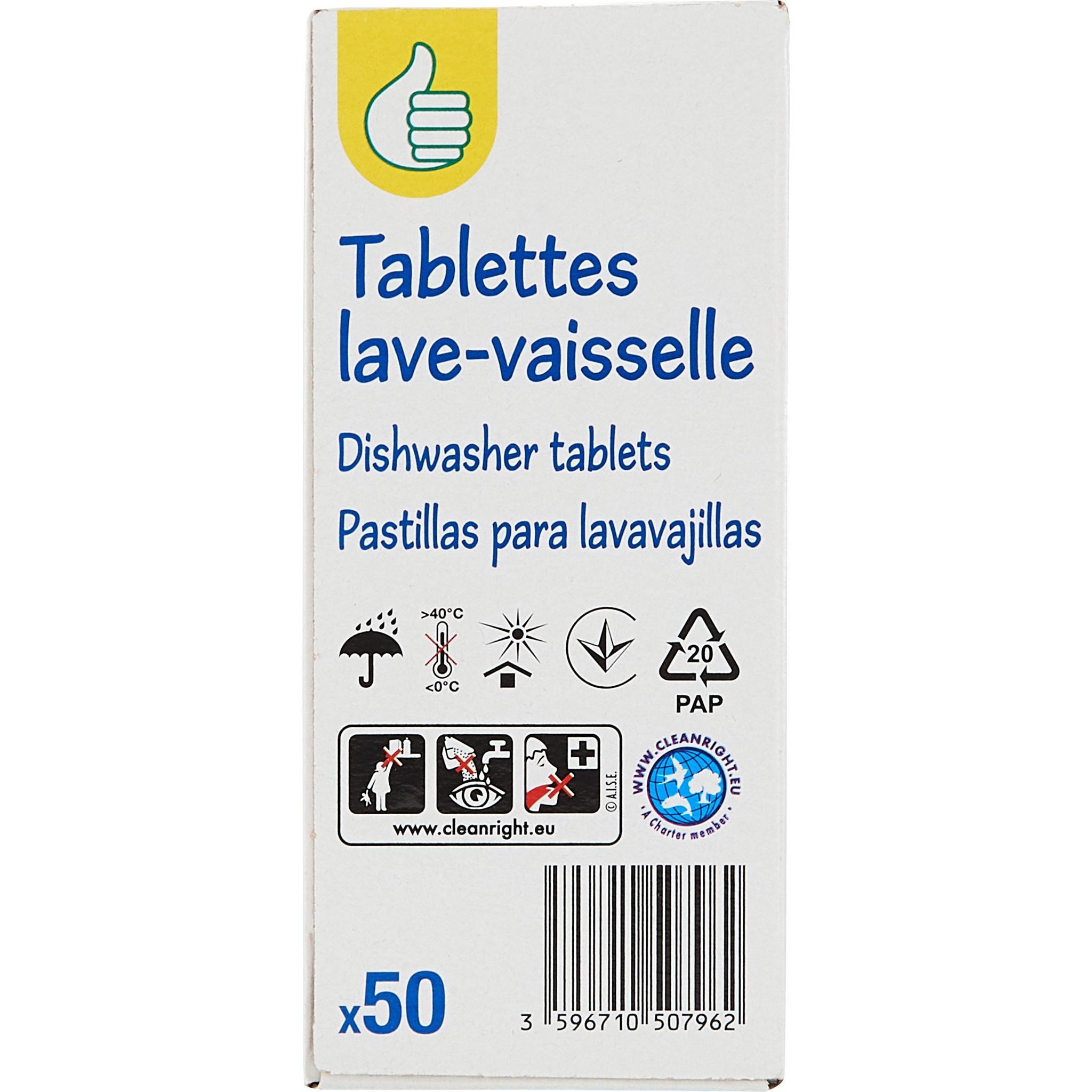Voir la diapositive 4 : POUCE Tablettes lave-vaisselle 50 tablettes
