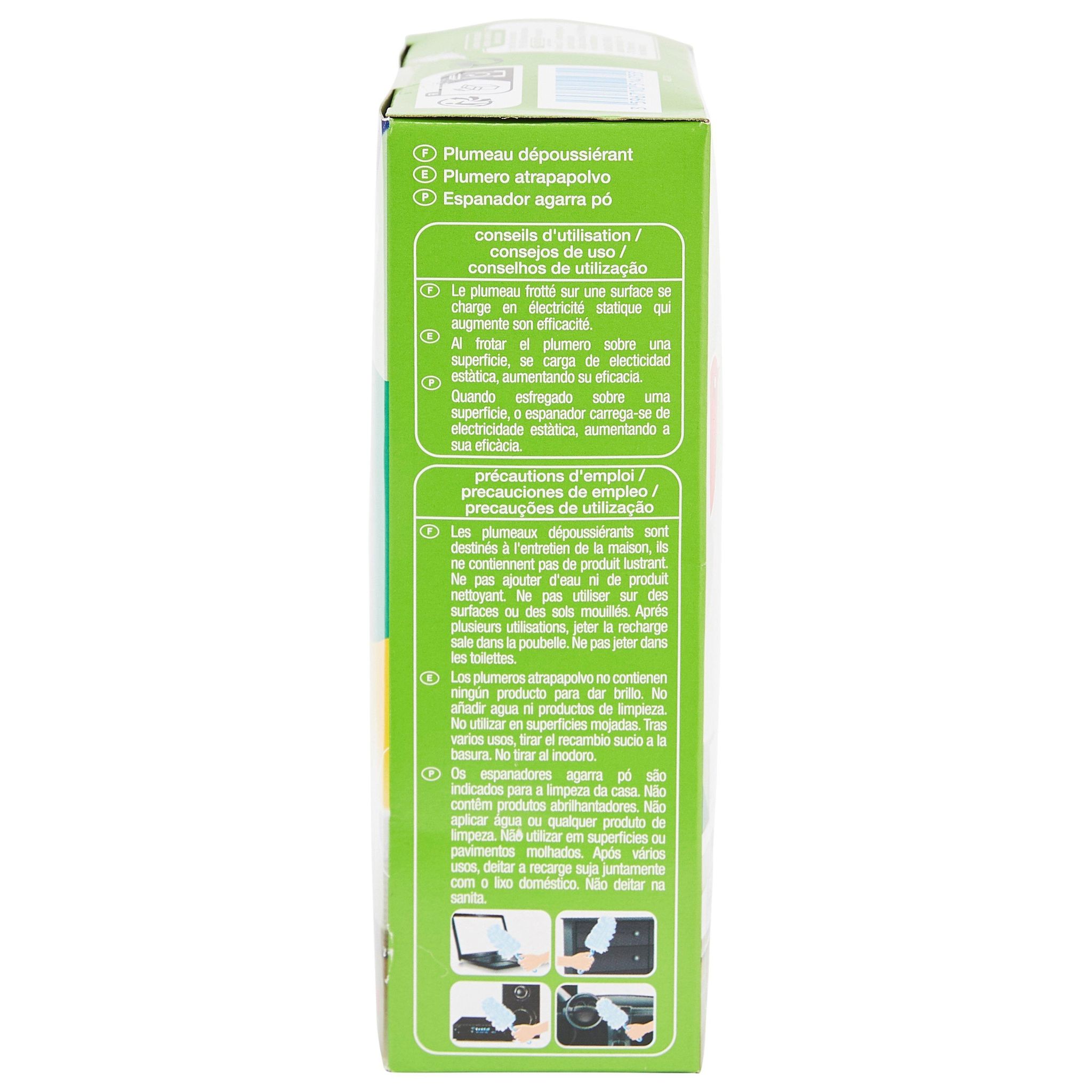 Voir la diapositive 2 : AUCHAN Plumeau dépoussiérant effet électrostatique 1 manche + 5 recharges