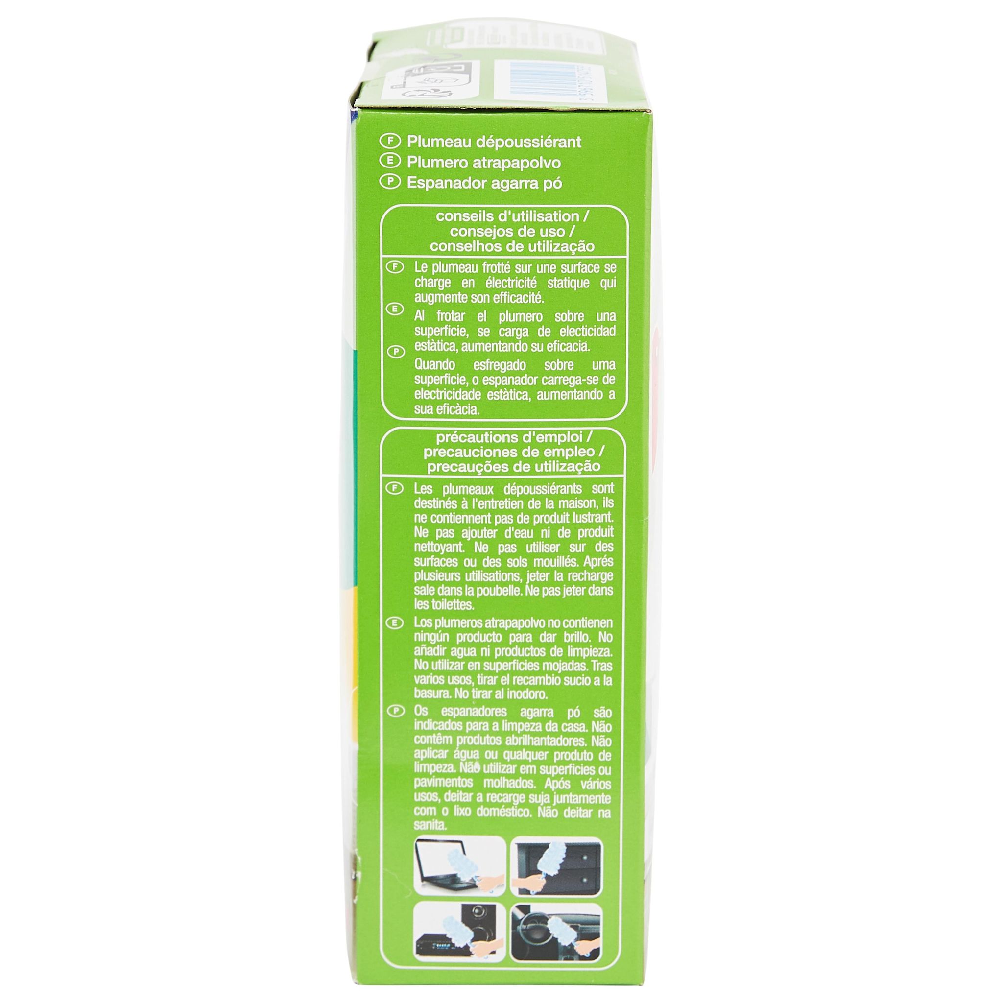 Voir la diapositive 3 : AUCHAN Plumeau dépoussiérant effet électrostatique 1 manche + 5 recharges