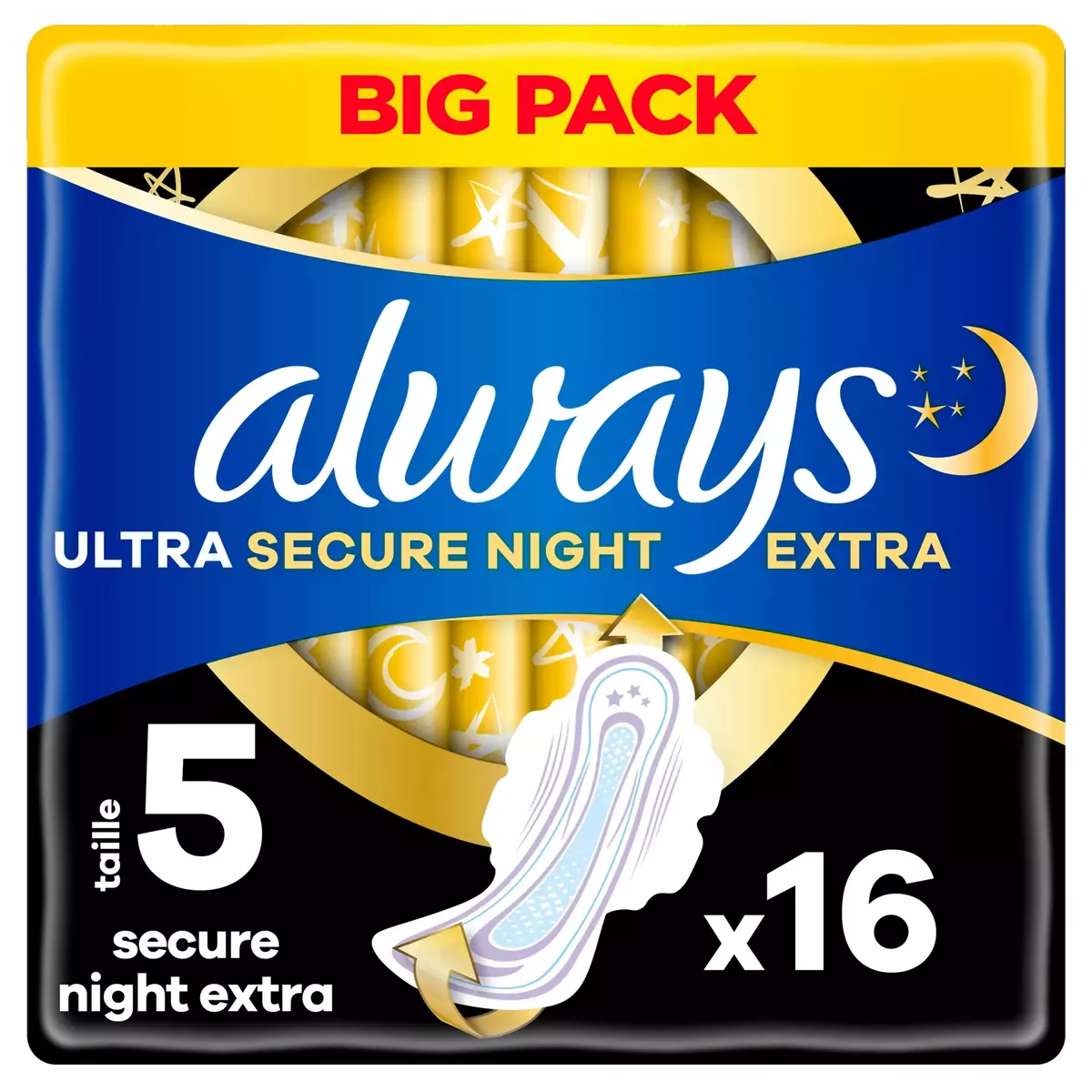 ALWAYS Ultra Secure Night Extra Serviettes hygiéniques avec ailettes 16 serviettes