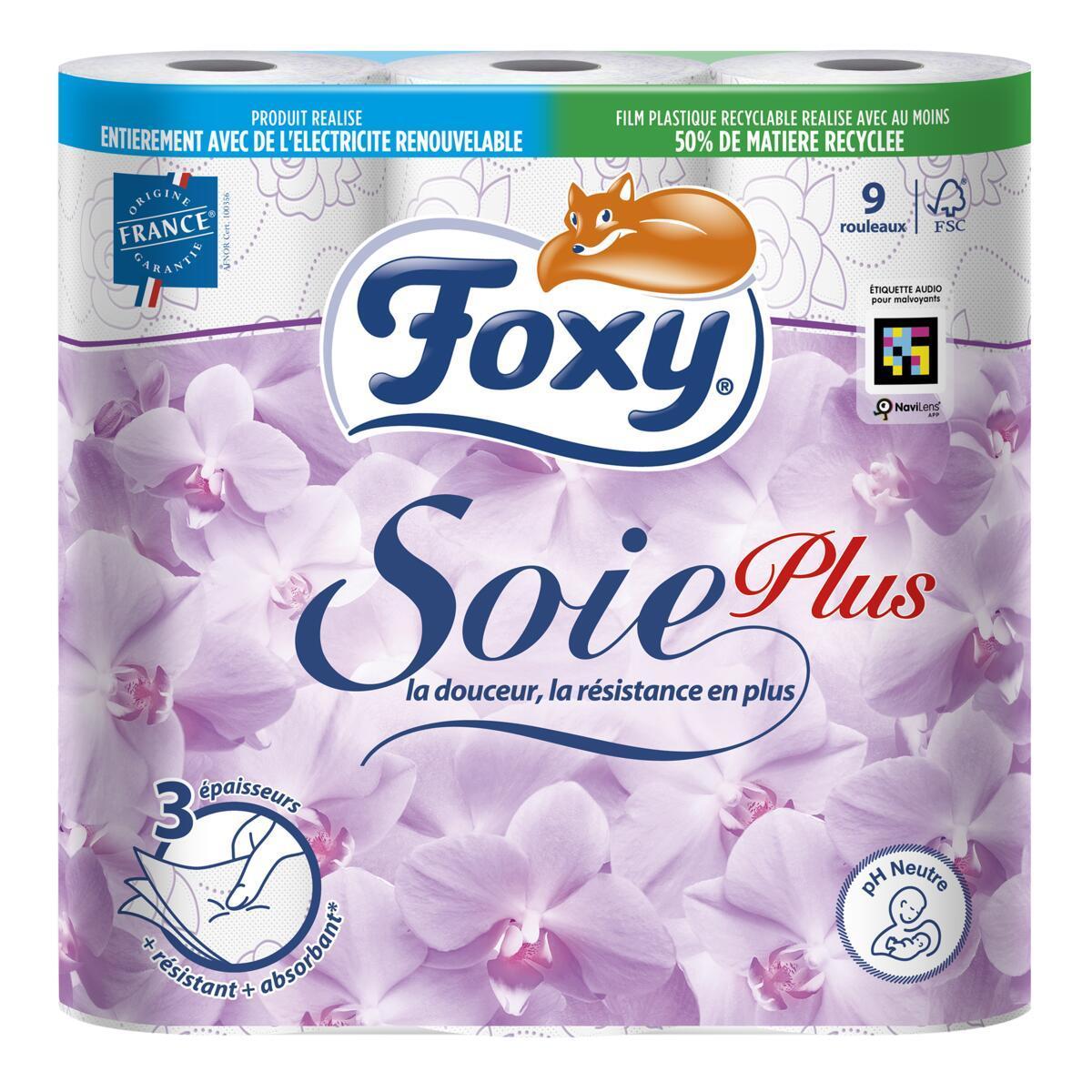 Voir la diapositive 2 : FOXY Papier toilette blanc 3 épaisseurs 9 rouleaux