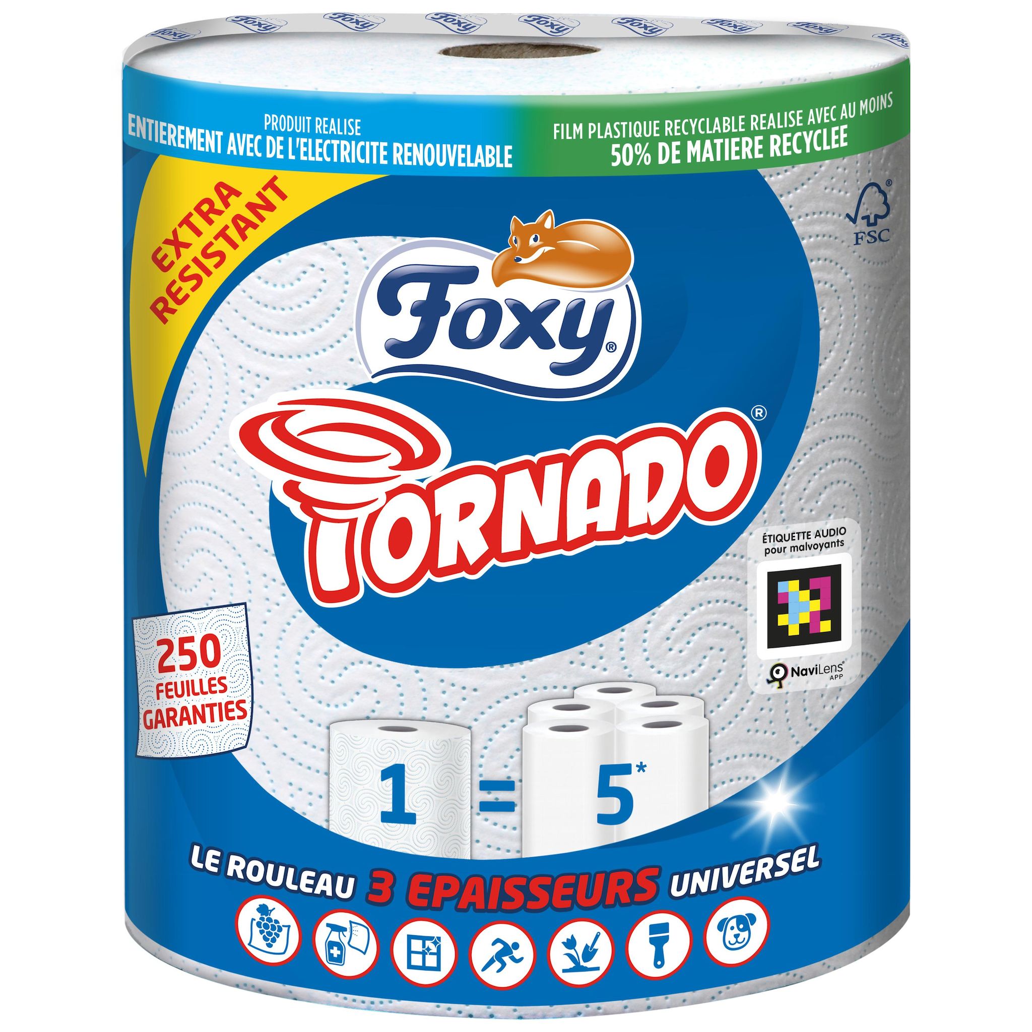 FOXY Essuise tout tornado triple épaisseur 1 bobine