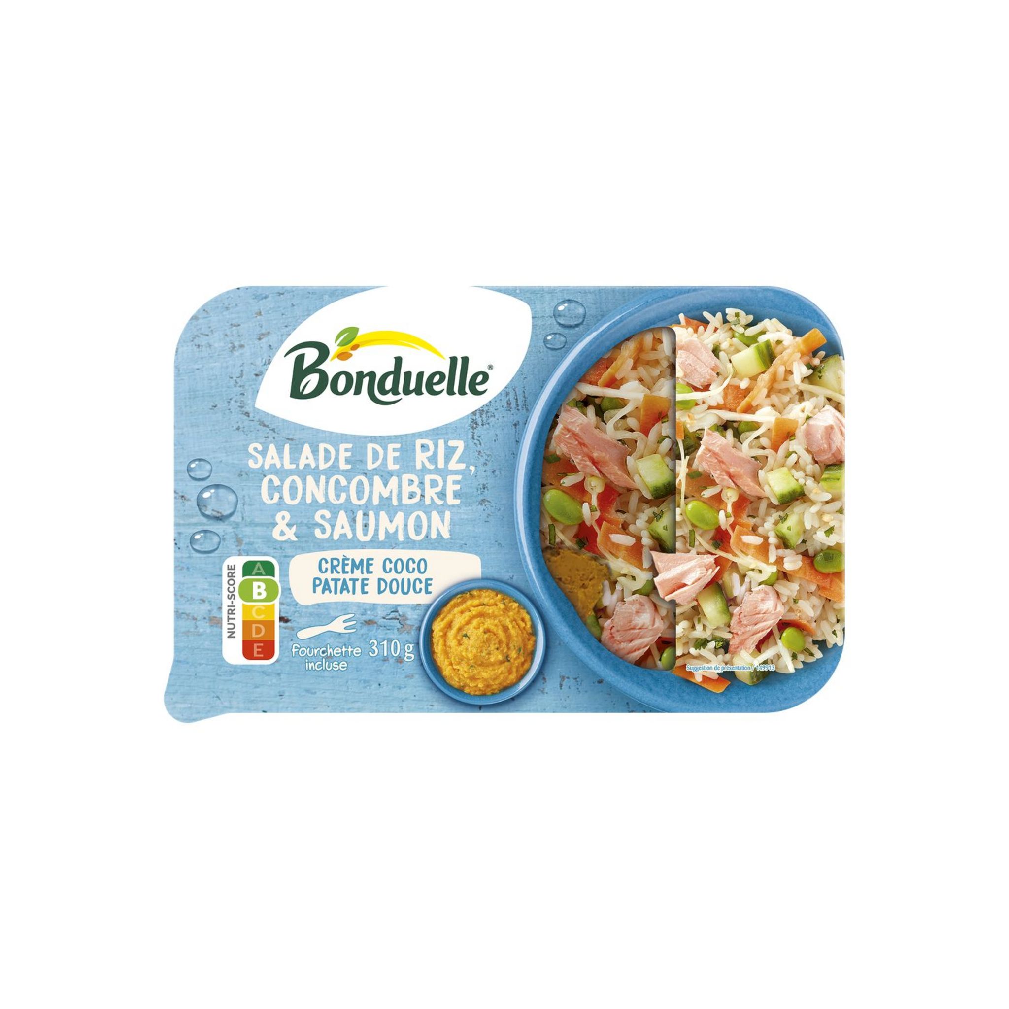 BONDUELLE Salade de riz concombre saumon crème coco et patate douce  1 part 310g