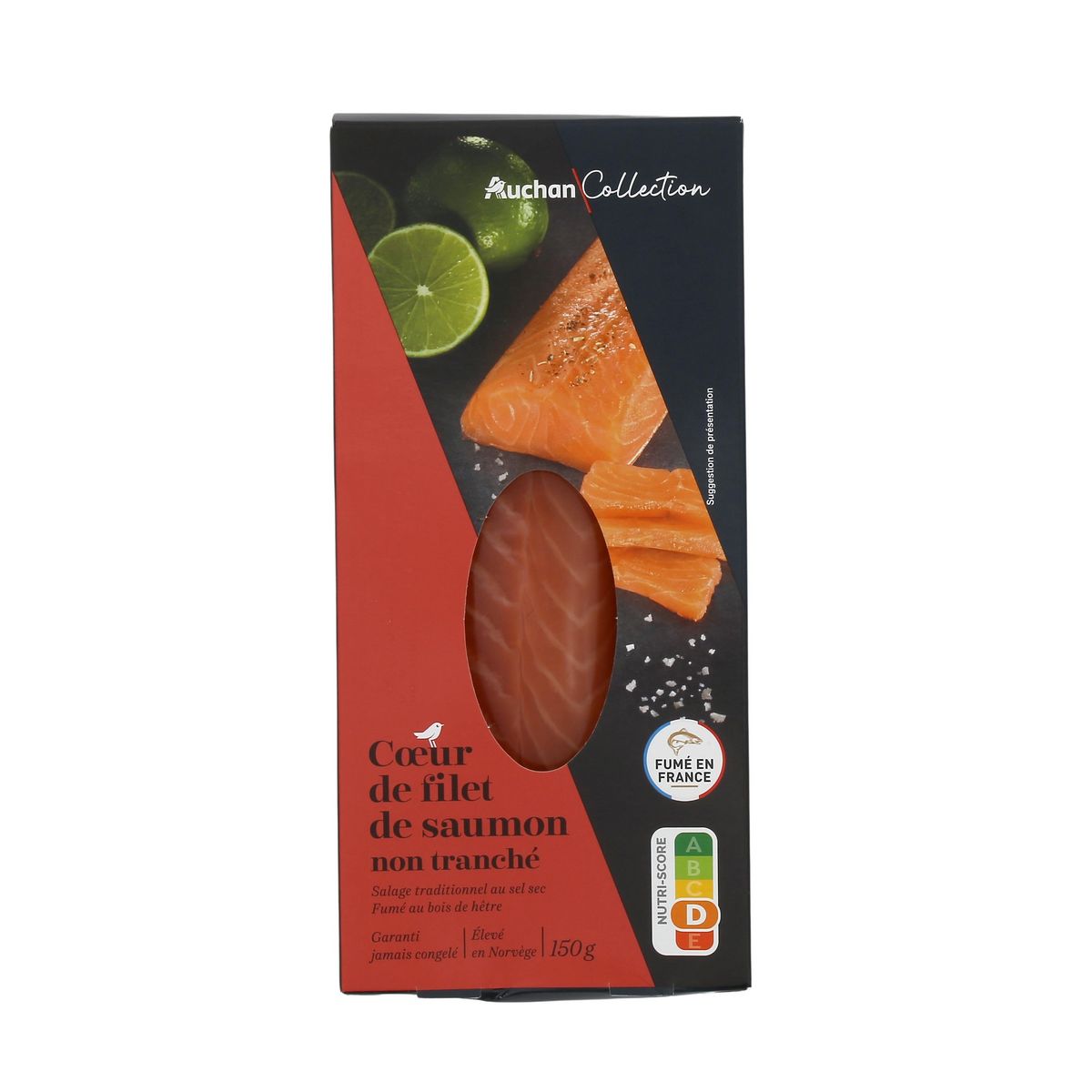 AUCHAN COLLECTION Cour de filet de saumon non tranché 150g