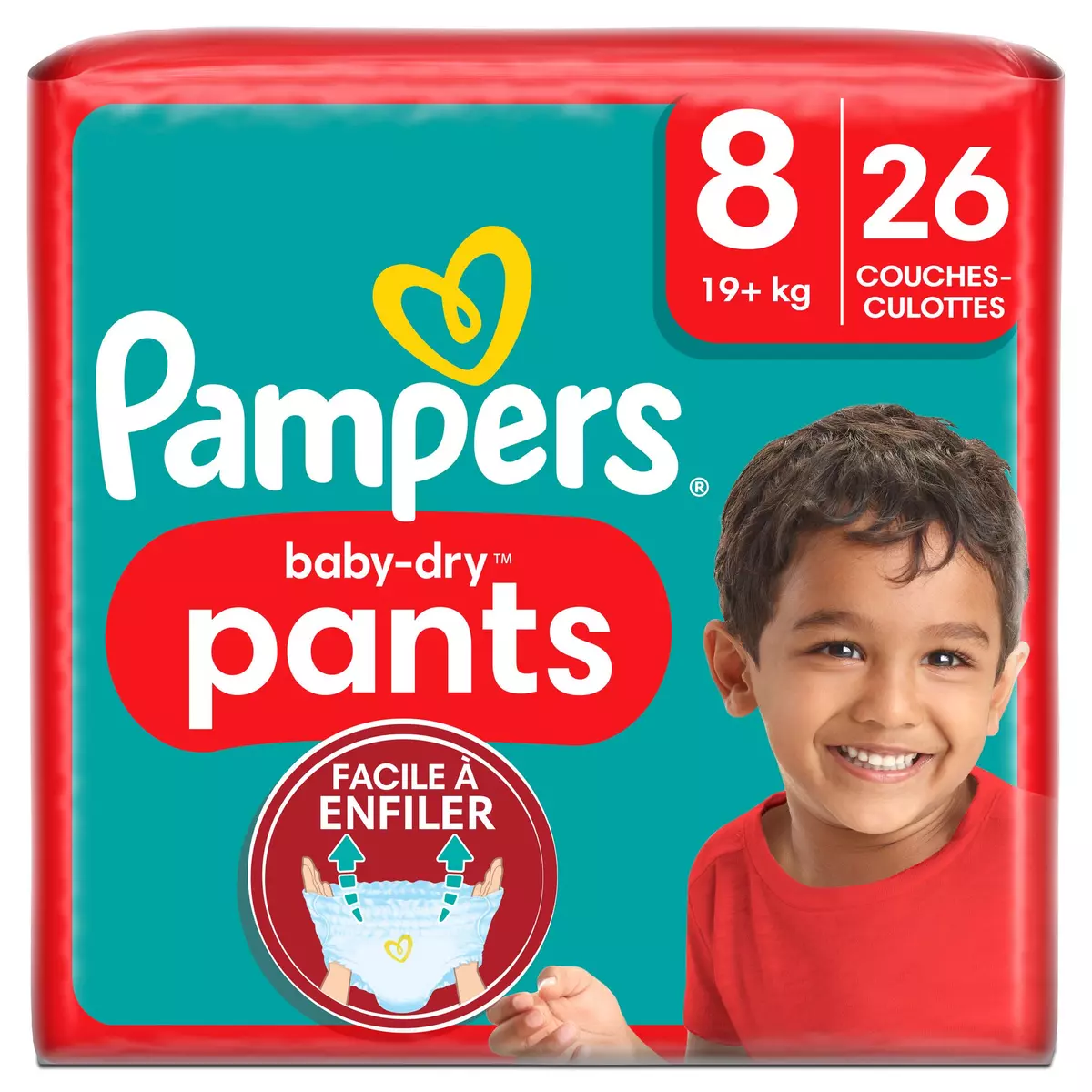 PAMPERS Baby-Dry pants couches-culottes taille 8 (+19kg) 26 couches