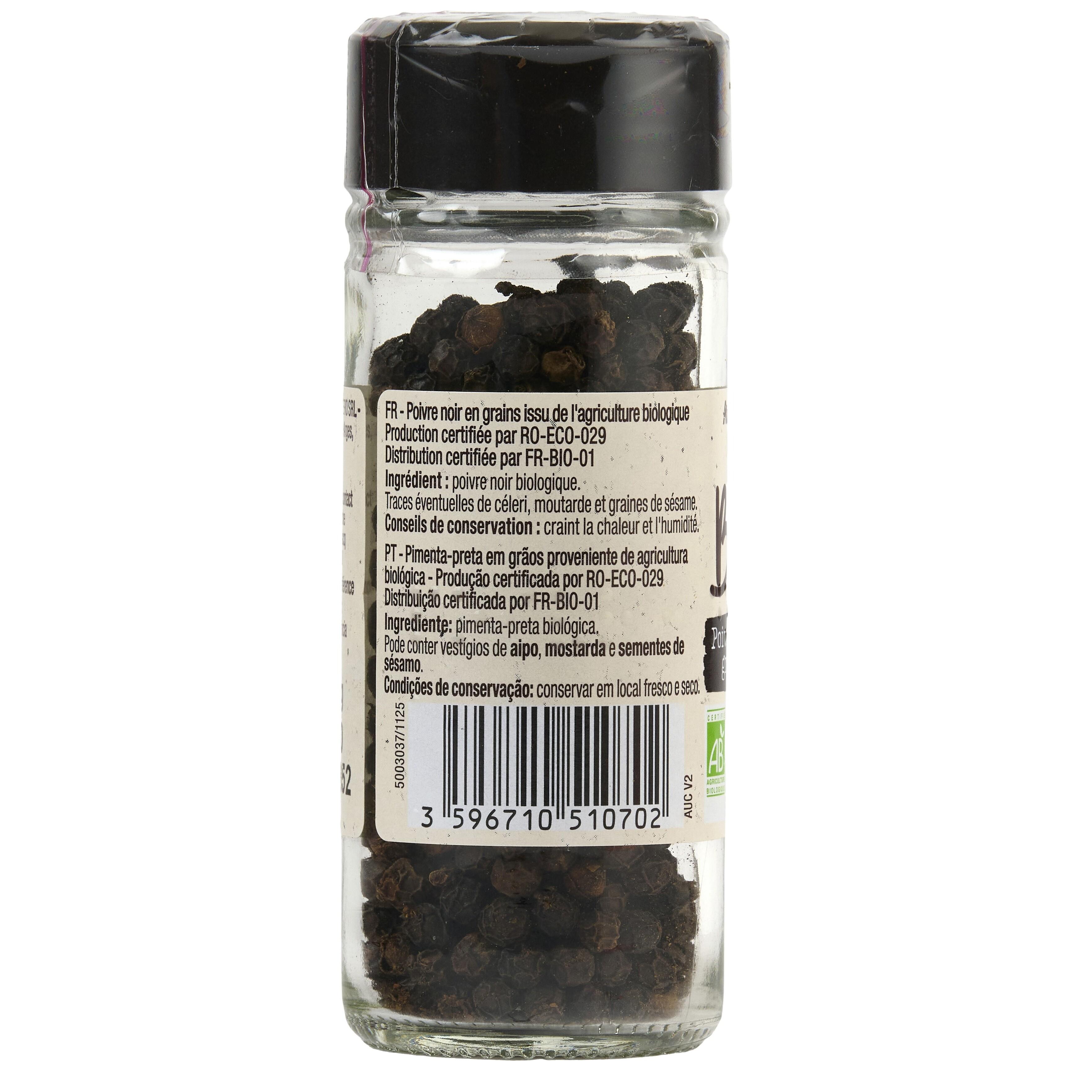 Voir la diapositive 2 : AUCHAN BIO Poivre noir en grains 38g