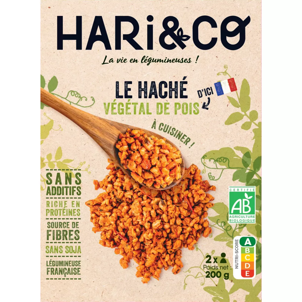 HARI&CO Haché végétal de pois bio 2 portions 200g