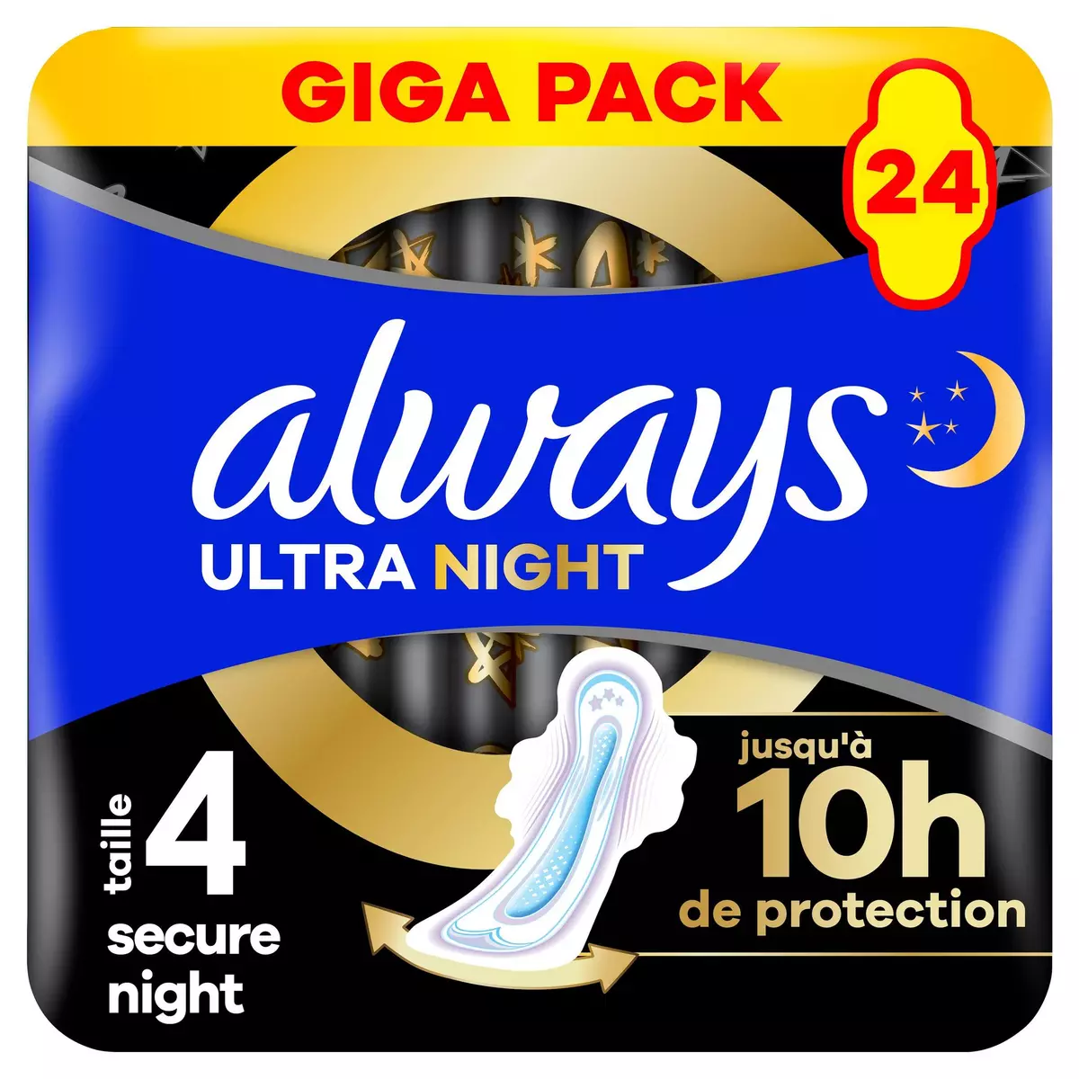 ALWAYS Serviettes hygiéniques ultra secure nuit x24