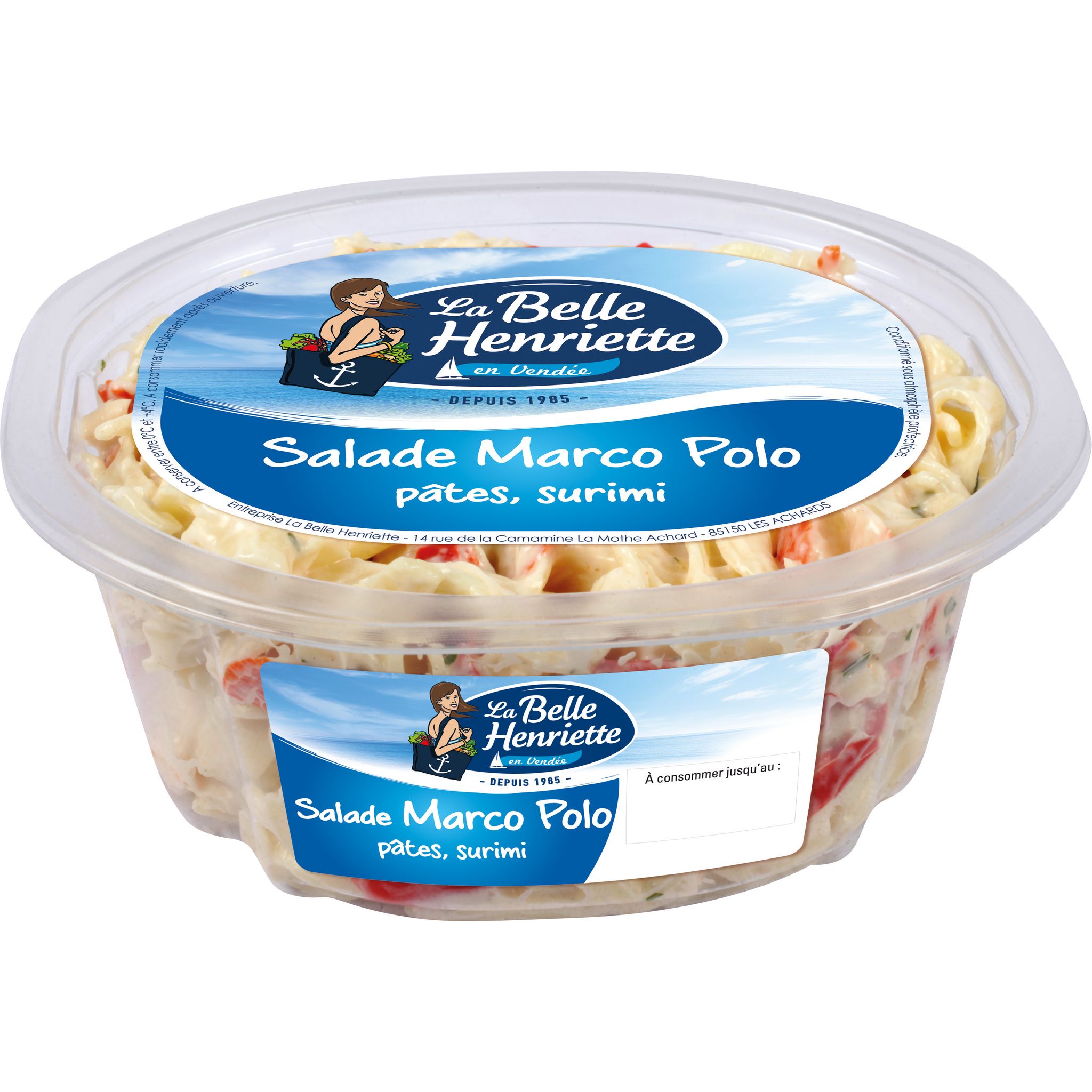 Voir la diapositive 2 : LA BELLE HENRIETTE Salade de pâtes surimi Marco Polo 300g